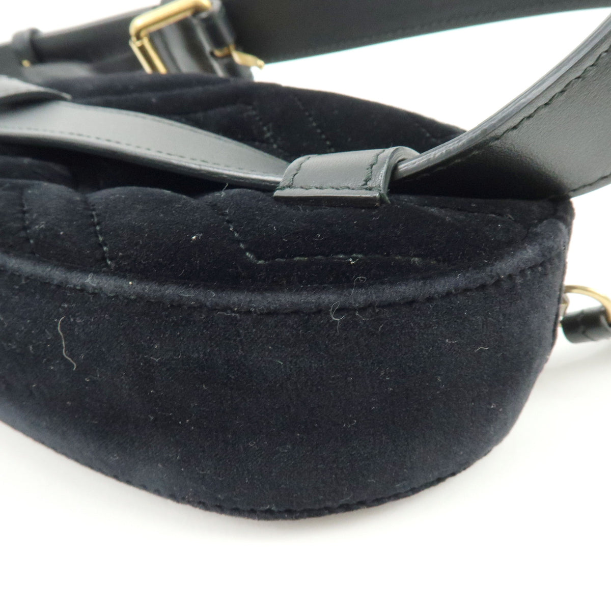 GUCCI GG Marmont Double G Velvet Leather Waist Bag Body Bag 476434