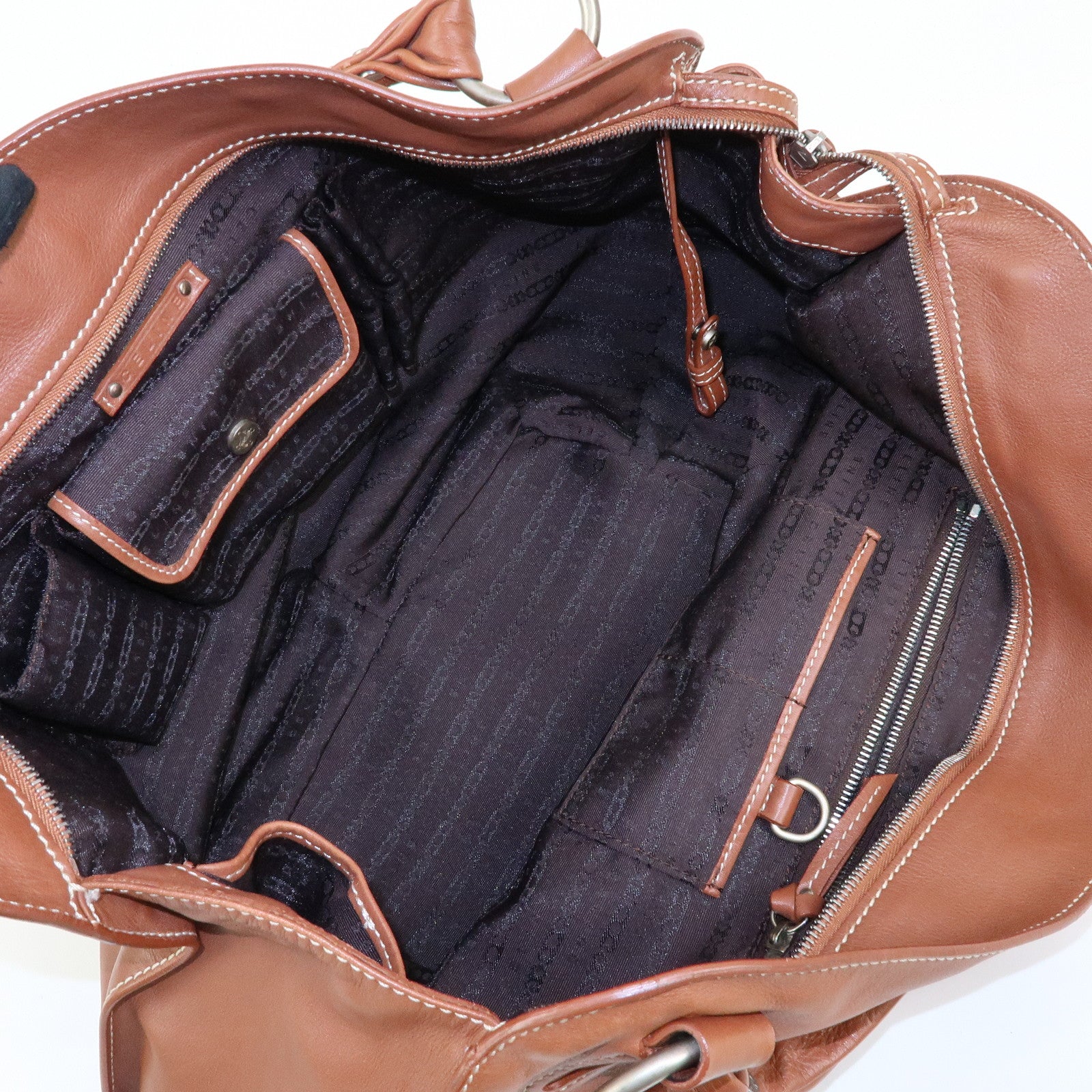 CELINE Bittersweet Leather Shoulder Bag Hand Bag Brown