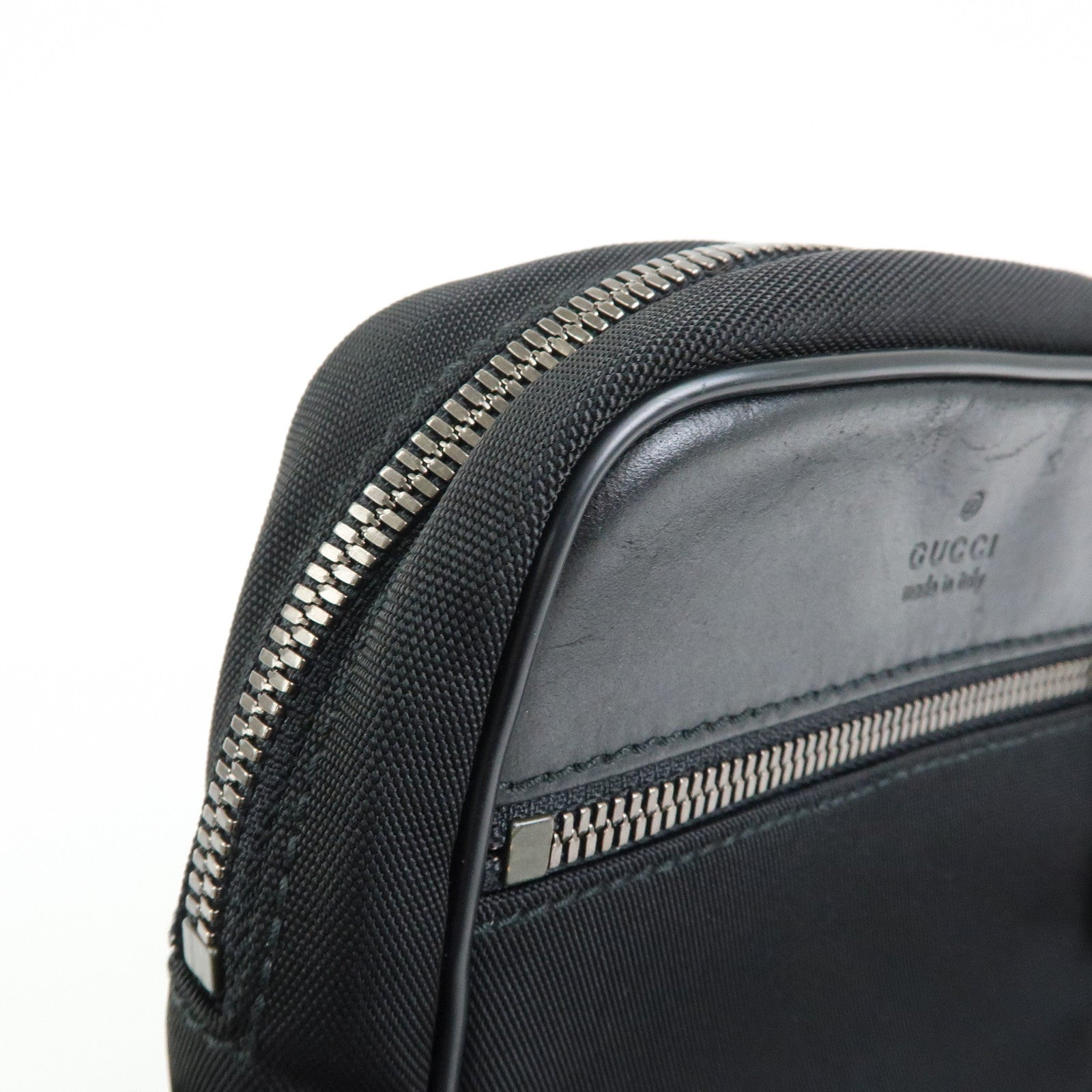 GUCCI Logo Canvas Leather Shoulder Bag Crossbody Bag Black 101680