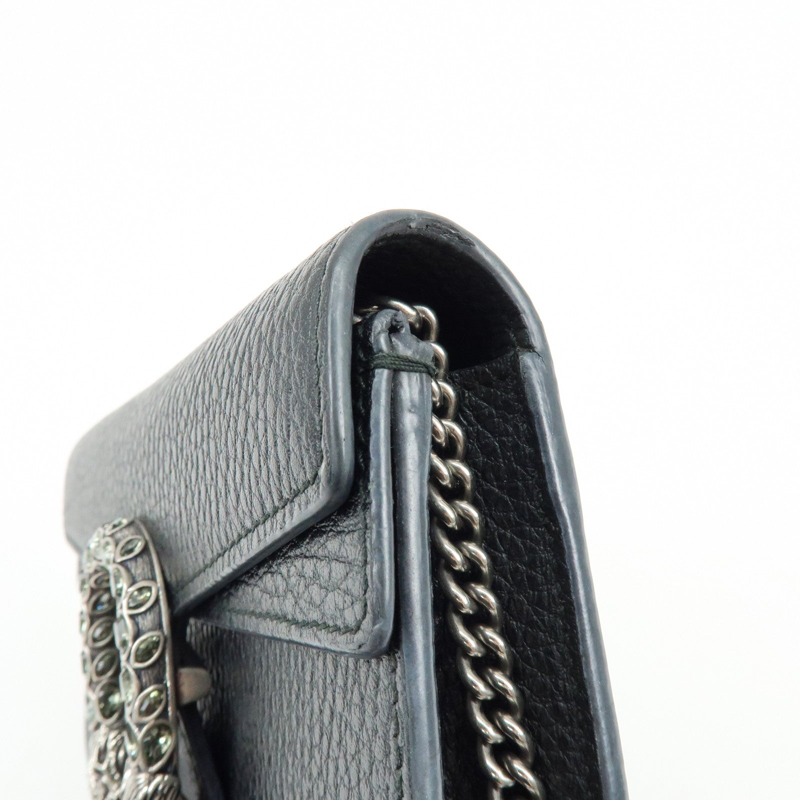GUCCI Dionysus Super Mini Bag Leather Chain Shoulder Bag Black