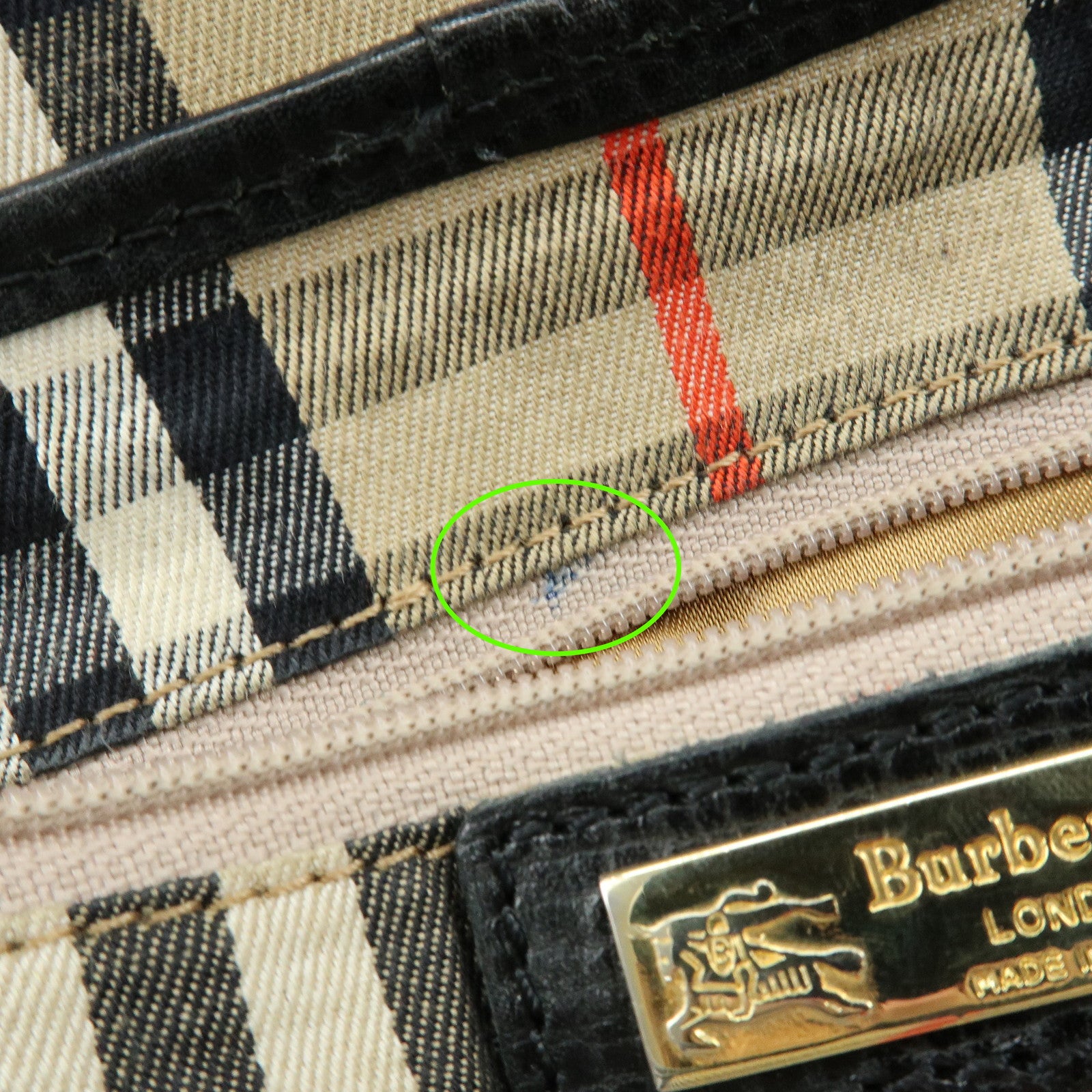BURBERRY Embossed Leather Hand Bag Boston Bag Black