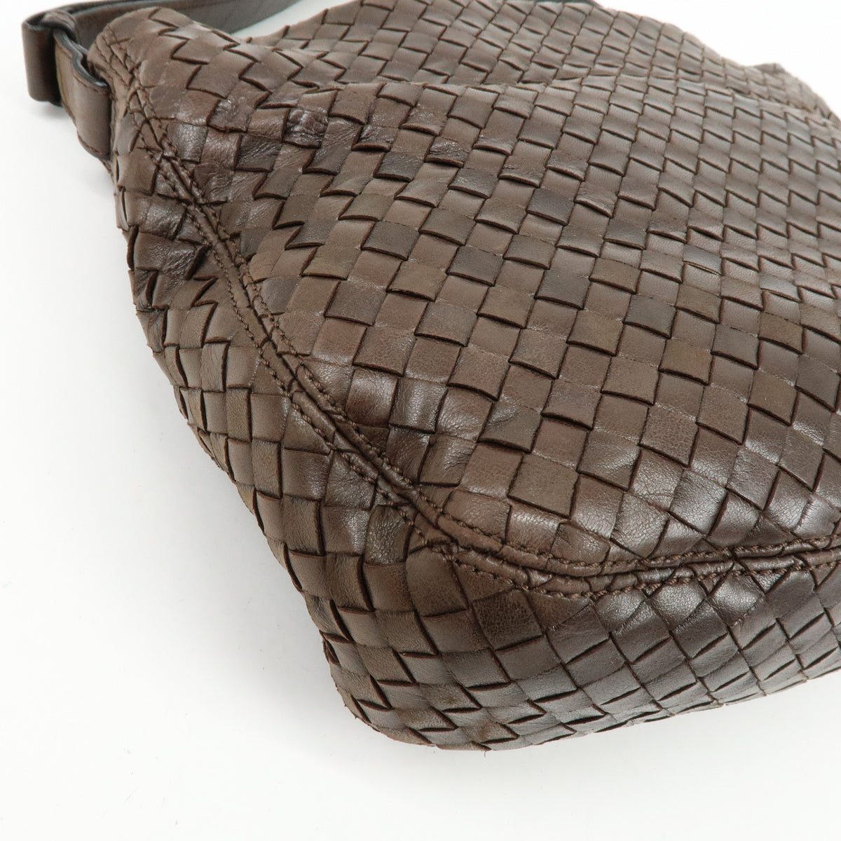 BOTTEGA VENETA Intrecciato Leather Shoulder Bag Hand Bag Brown
