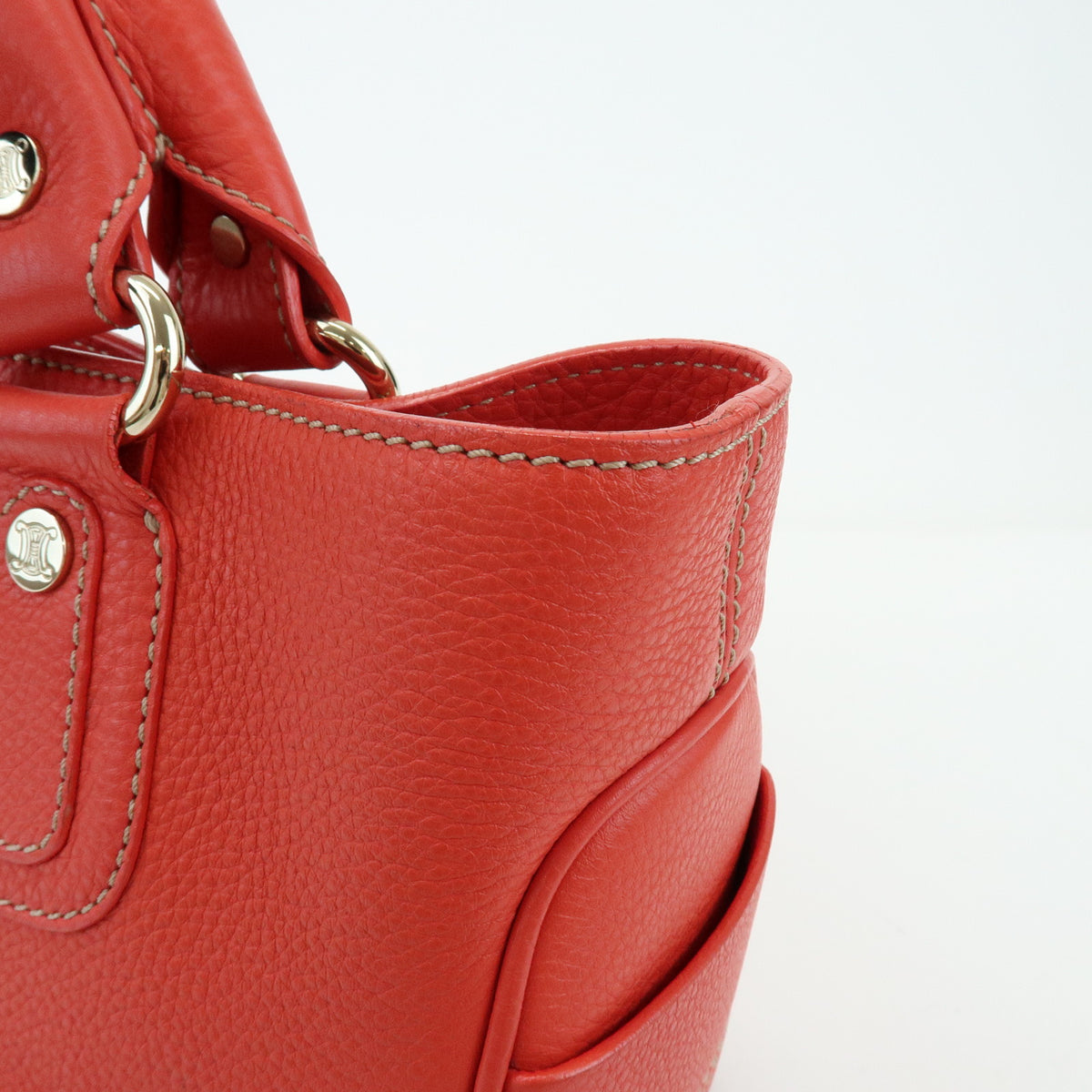 CELINE Boogie Bag Leather Hand Bag Tote Bag Red