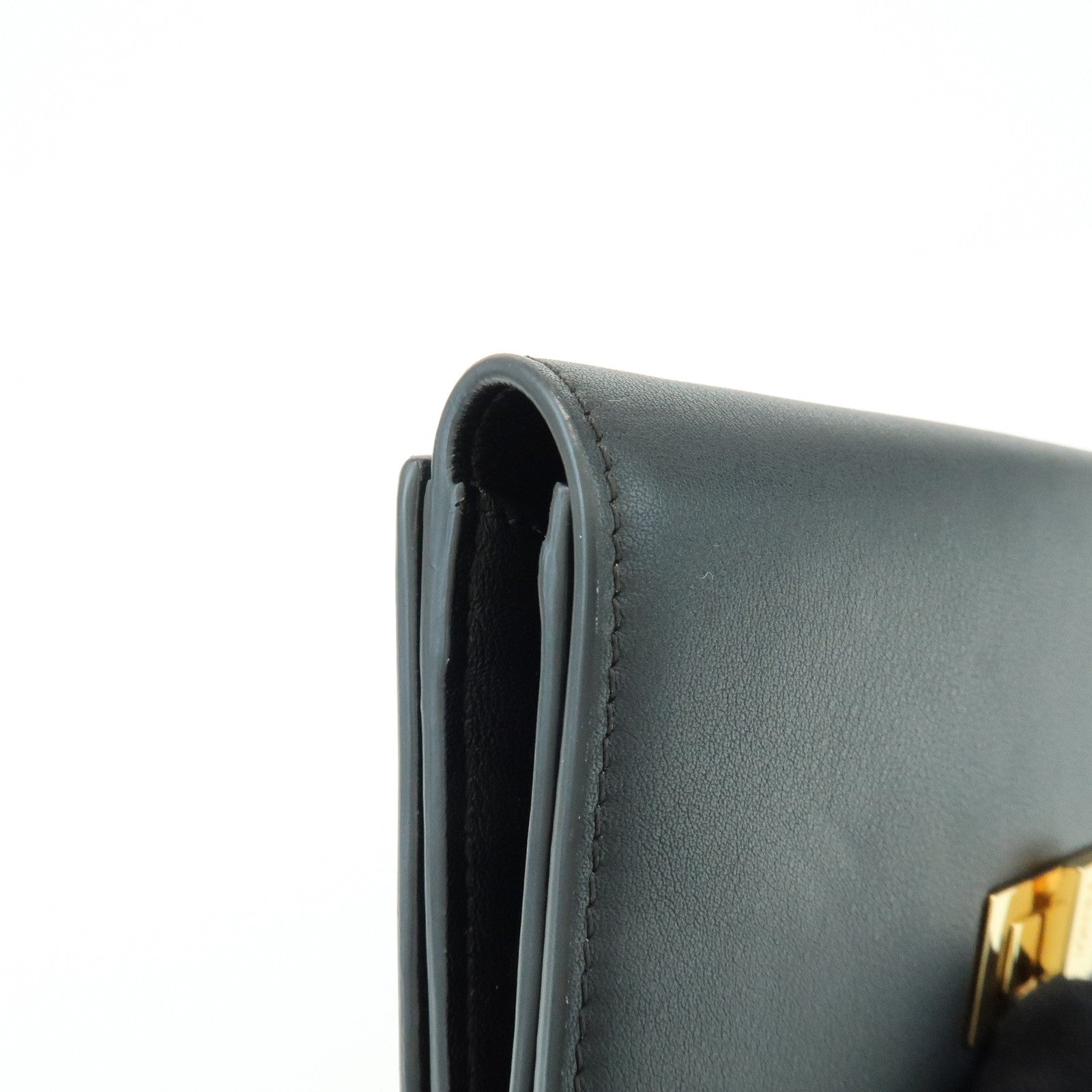 FENDI Peekaboo Leather Long Wallet Continental Wallet Black 8M0308