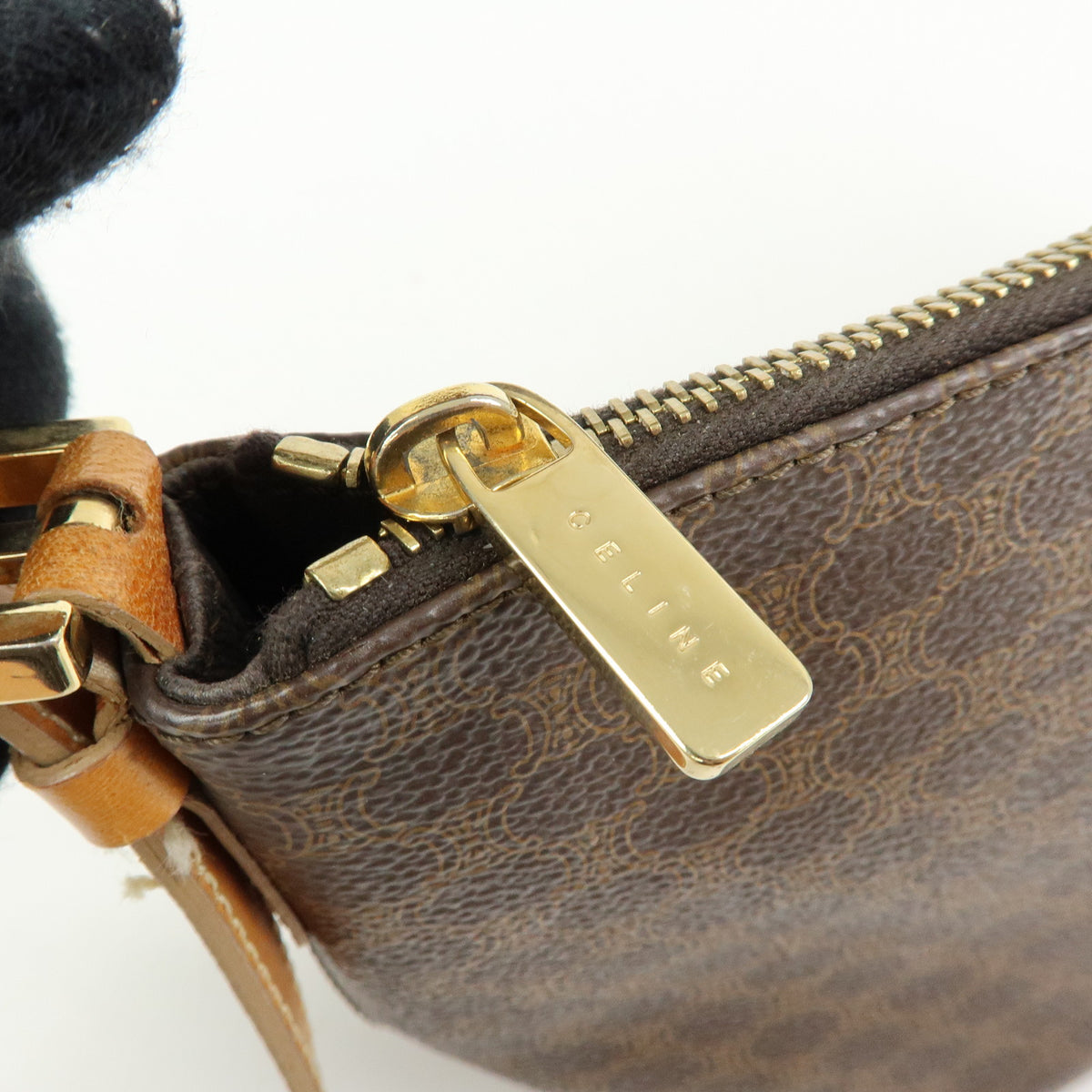 CELINE Macadam Leather Shoulder Bag Brown