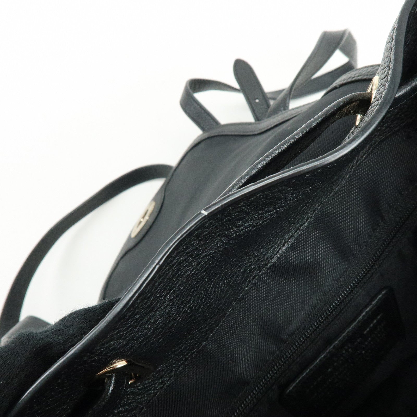 COACH Logo Leather Turn Lock Backpack Rucksack Black