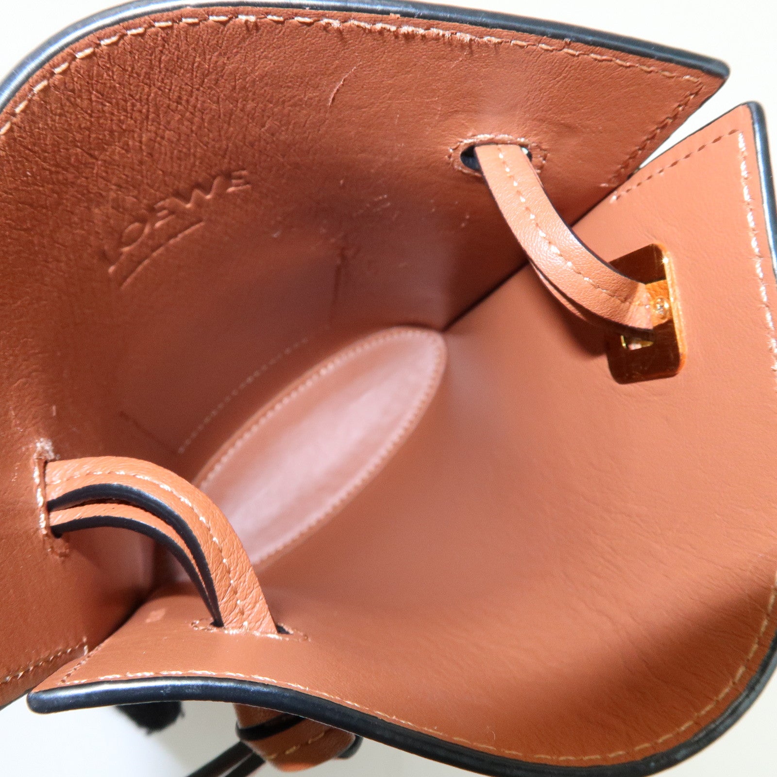 LOEWE Anagram Leather Dice Pocket Shoulder Bag Crossbody Bag Brown