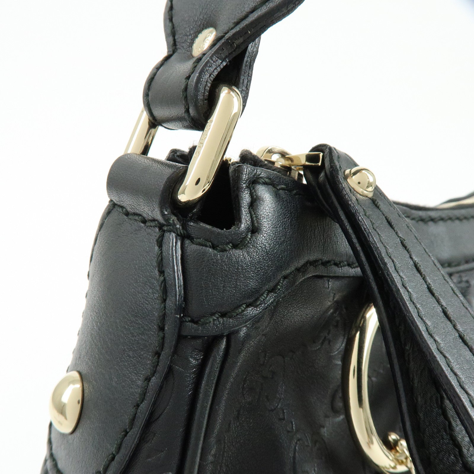 GUCCI Sukey Guccissima Leather Shoulder Bag Hand Bag Black 232955