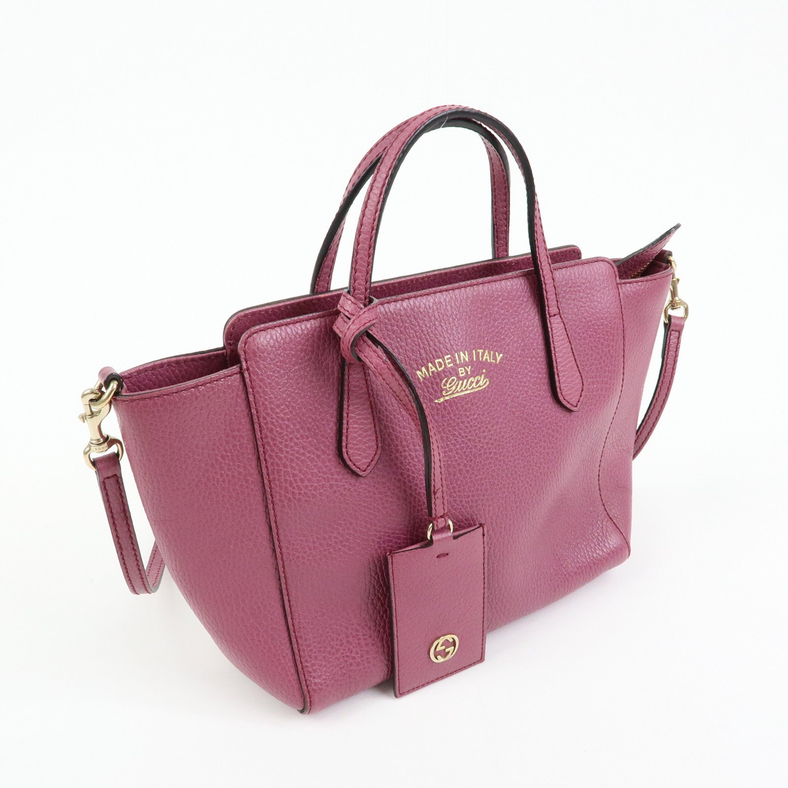GUCCI Swing Mini Leather 2Way Bag Hand Bag Shoulder Bag Purple 368827