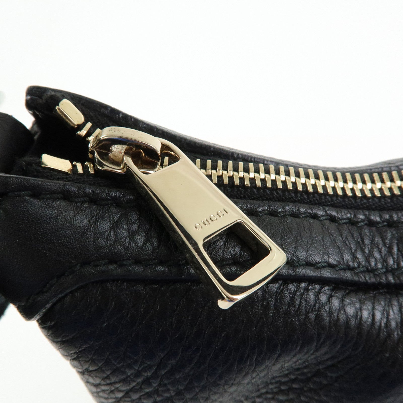 GUCCI Sherry Leather Shoulder Bag Hobo Bag Tote Bag Black 257084