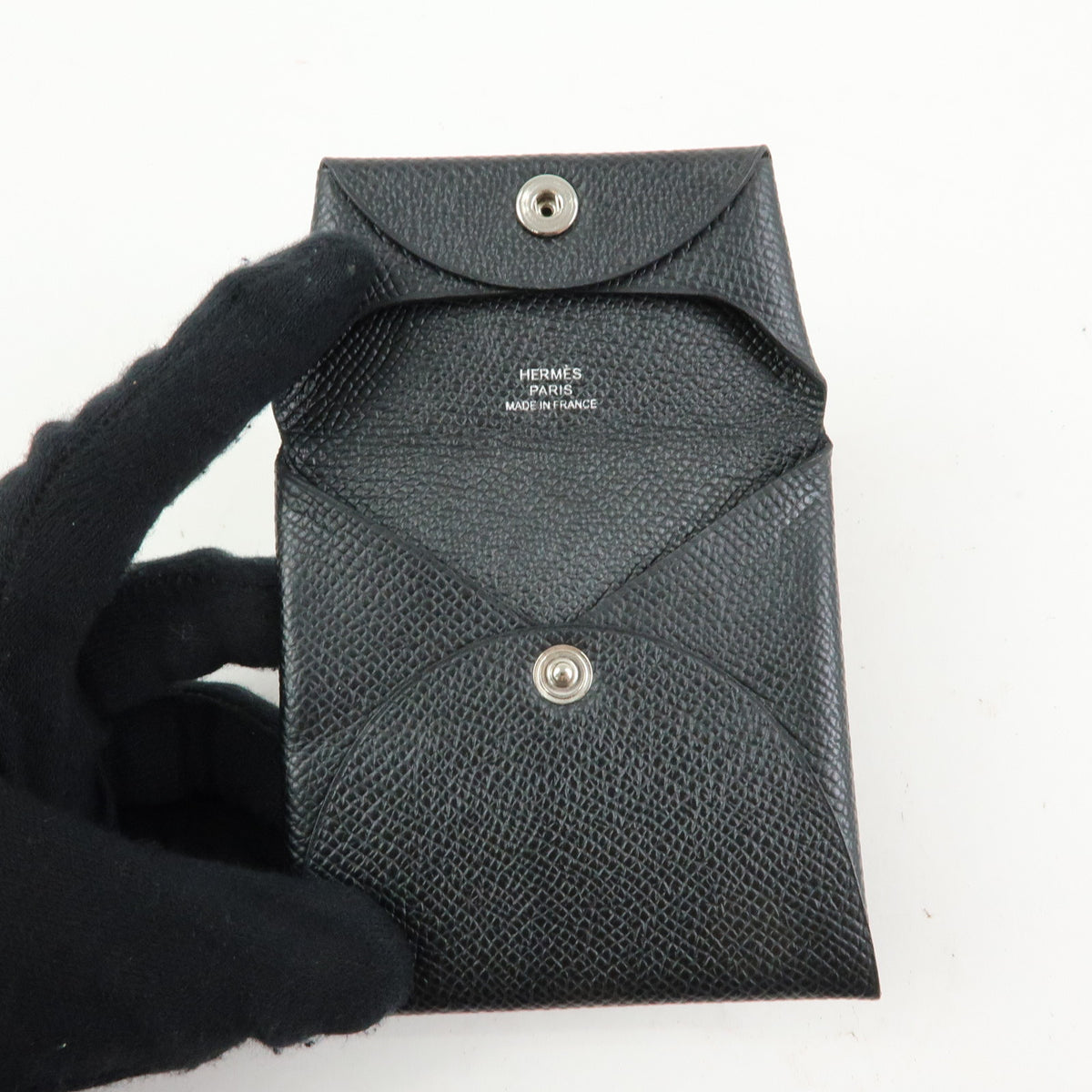 HERMES Bastia Veau Epsoｍ A Stamped Coin Case Coin Purse Black