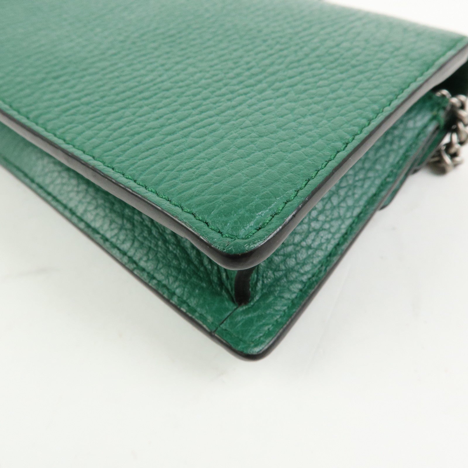GUCCI Dionysus Super Mini Bag Leather Chain Shoulder Bag Green 476432