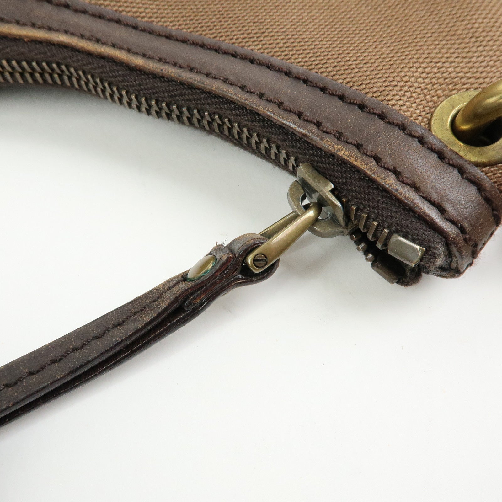 GUCCI Sherry Canvas Leather Shoulder Bag Hand Bag Borwn Orange 106663
