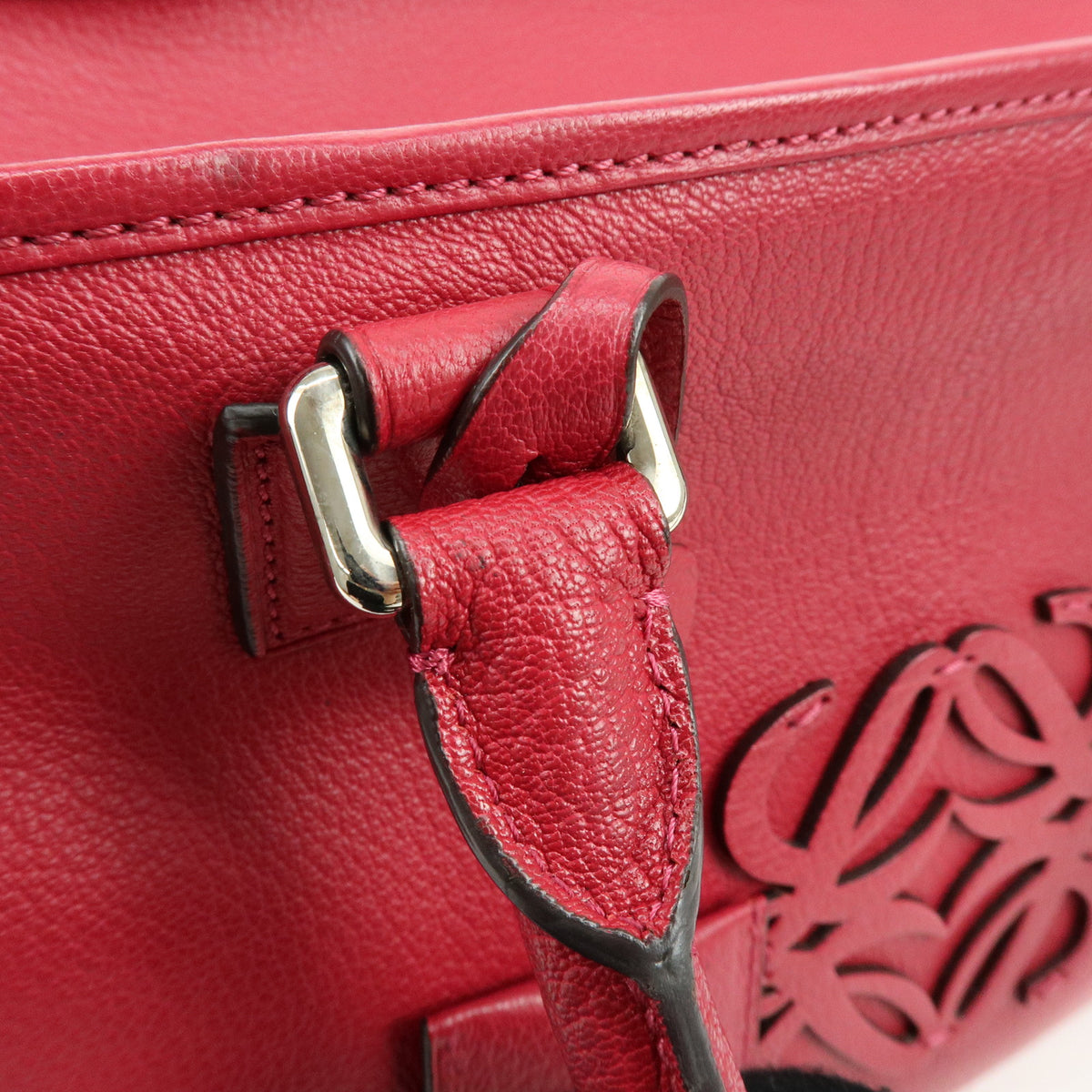 LOEWE Anagram Amazona 36 Hand Bag Boston Bag Wine Red