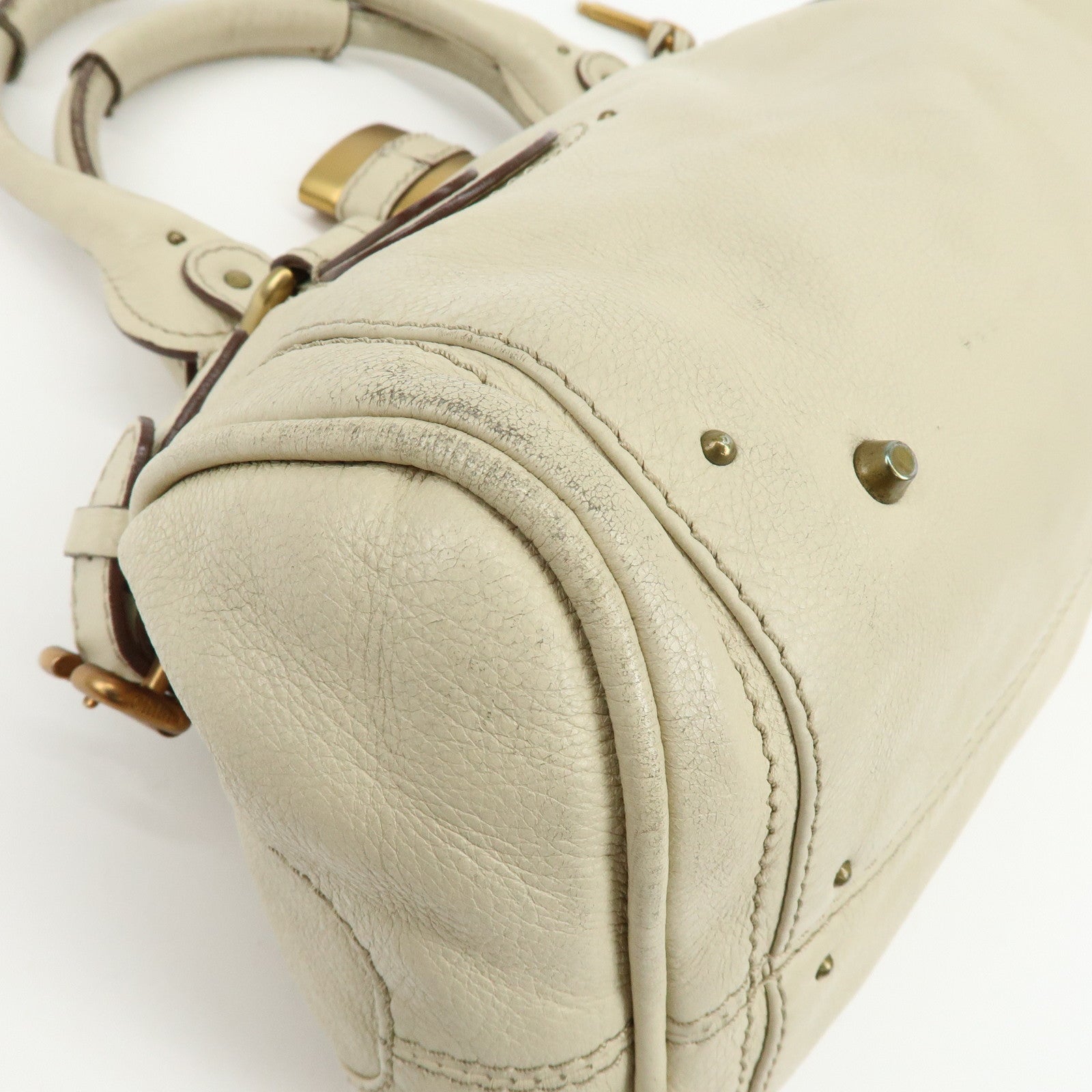 Chloe Paddington Leather Shoulder Bag Hand Bag Ivory