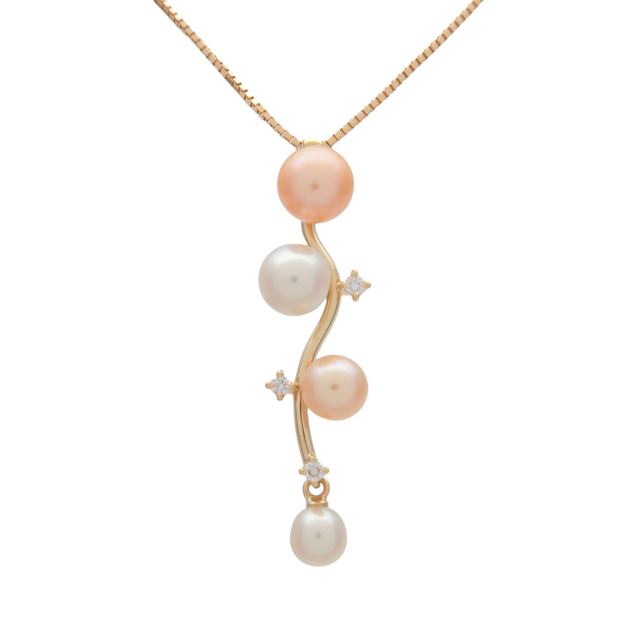 TASAKI Pearl Diamond Necklace 0.03ct K18 750YG Yellow Gold