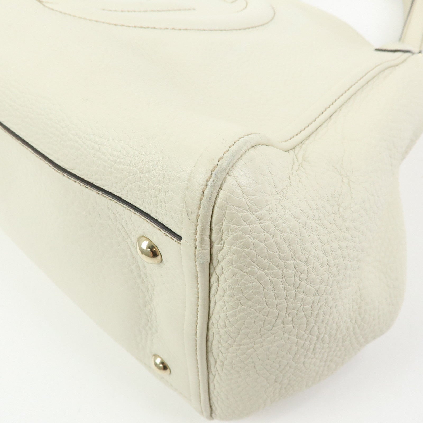 GUCCI SOHO Interlocking G Calf Leather Tote Shoulder Bag Ivory 282309