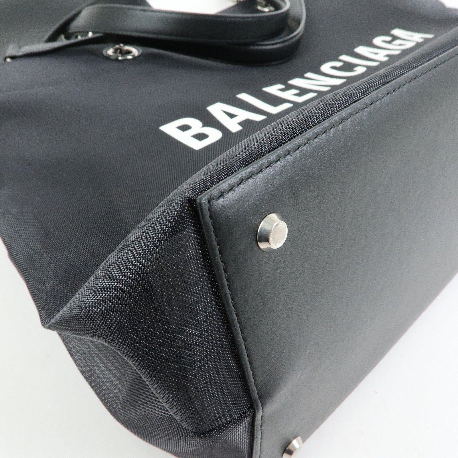 BALENCIAGA Duty Free Mesh Leather Tote Bag  Shoulder Bag Black 535269