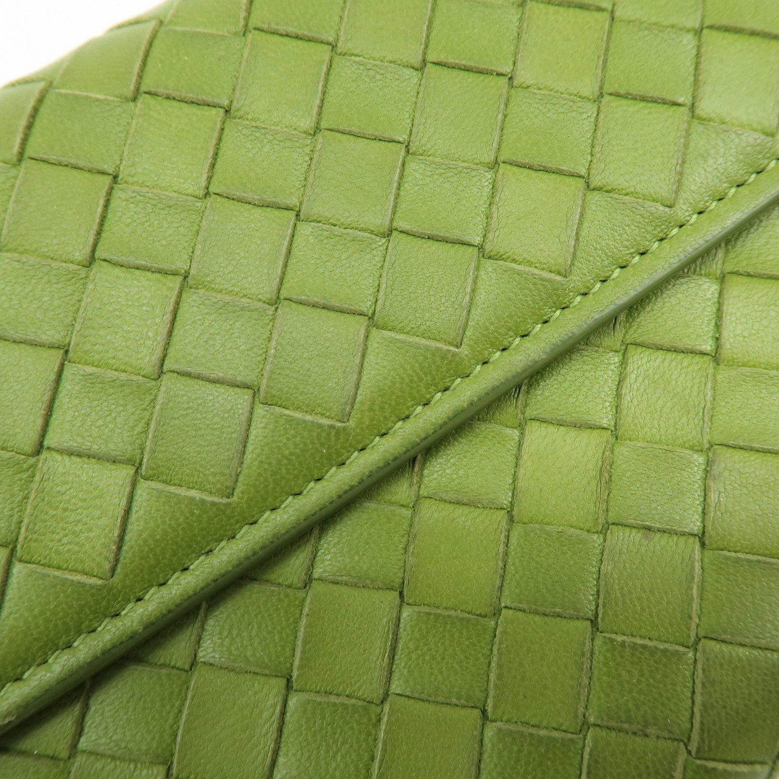 BOTTEGA VENETA Intrecciato Leather Flap Long Wallet Green