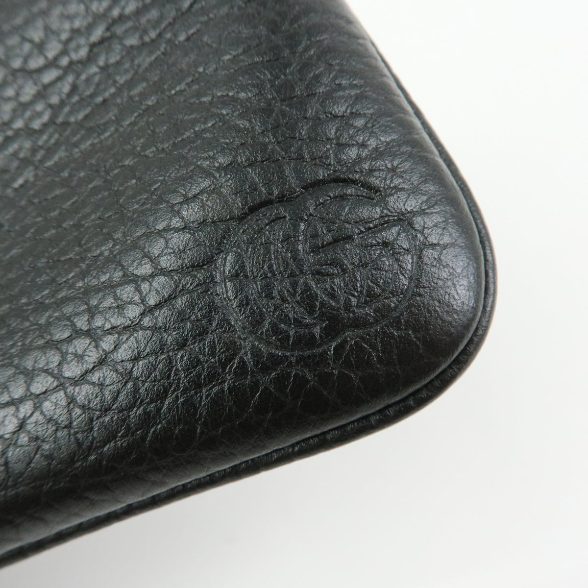 GUCCI Double G Leather Coin Case Key Chain Black 795330