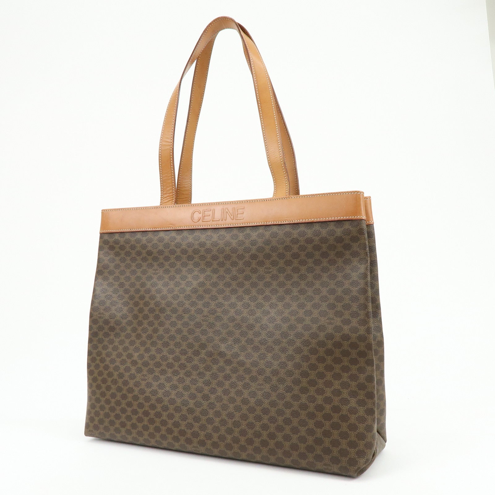 CELINE Macadam PVC Leather Tote Shoulder Bag Brown