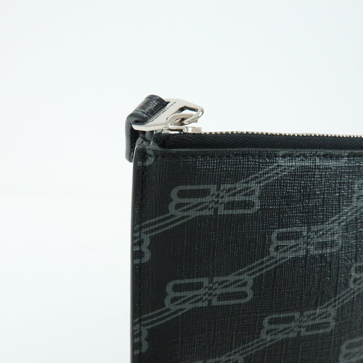 BALENCIAGA Signature PVC Leather Clutch Bag Flat Pouch Black 702627