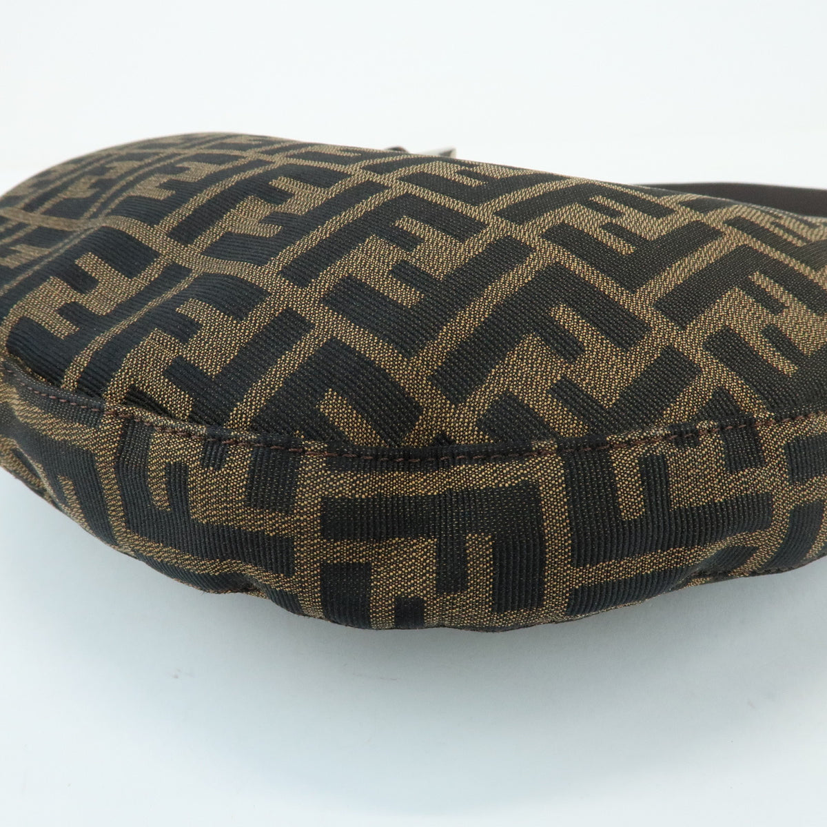 FENDI Zucca Canvas Leather Shoulder Bag Brown 26729
