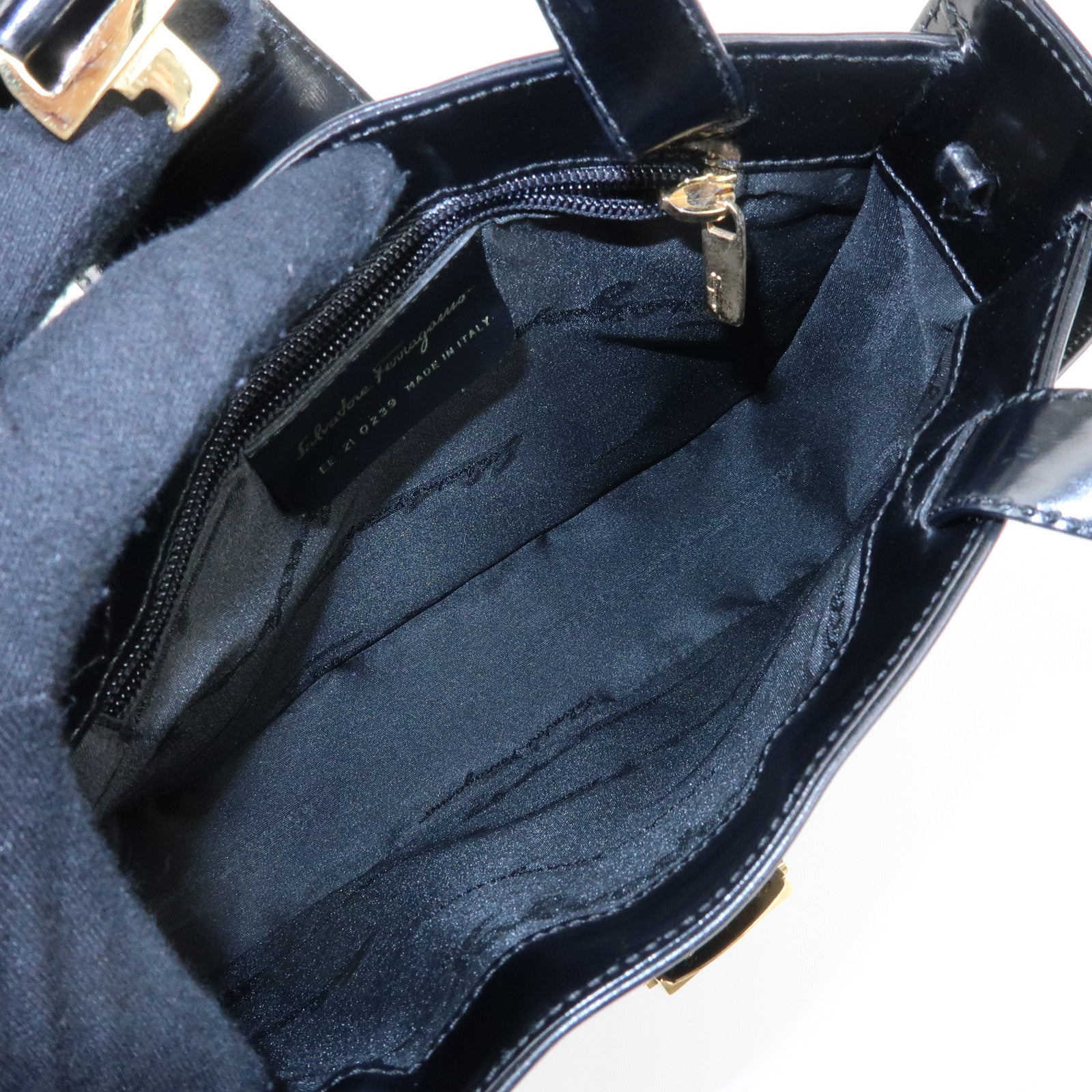 Ferragamo Vara Leather 2way Bag Hand Bag Black