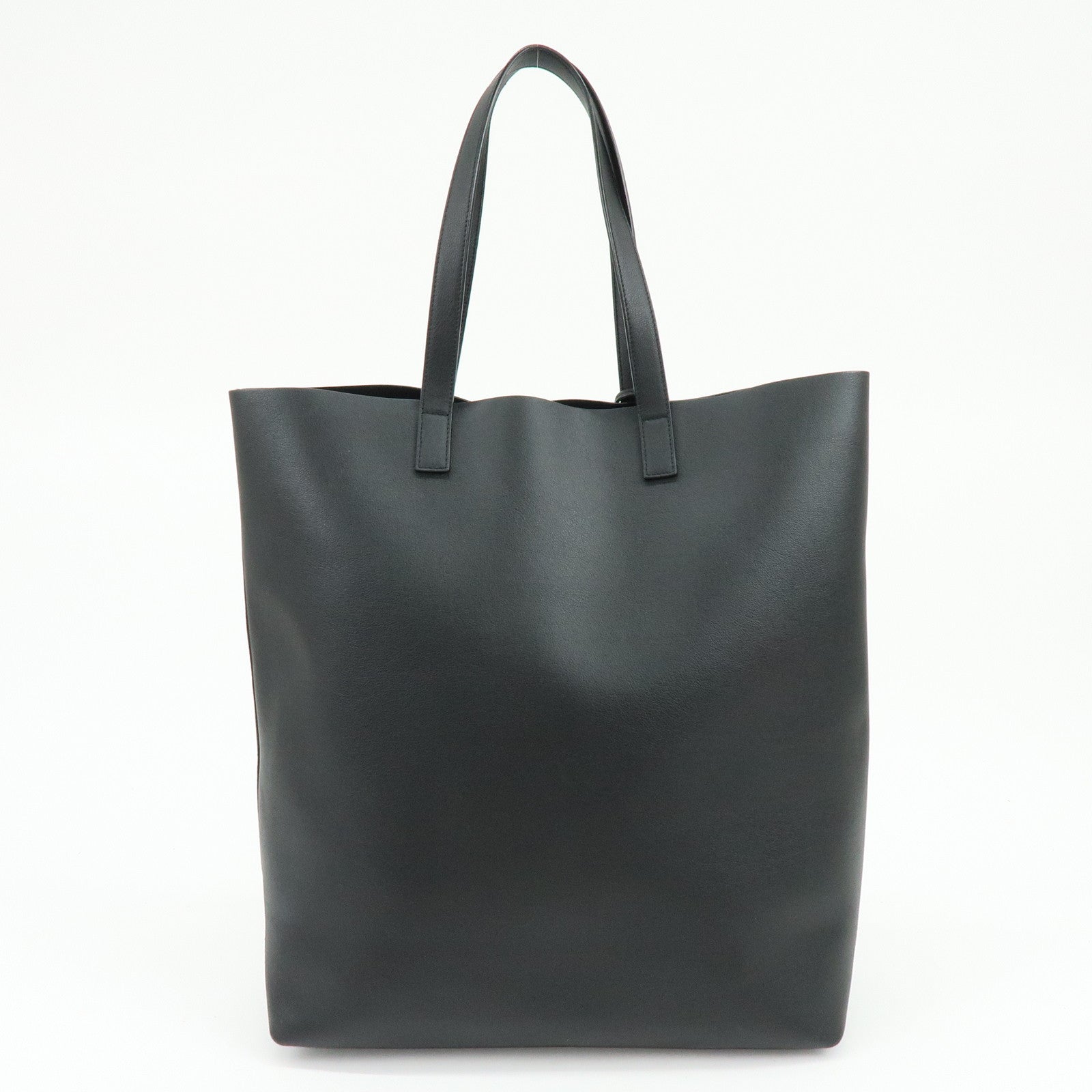 SAINT LAURENT Leather Sac Shopping Tote Bag Shoulder Bag Black 467946
