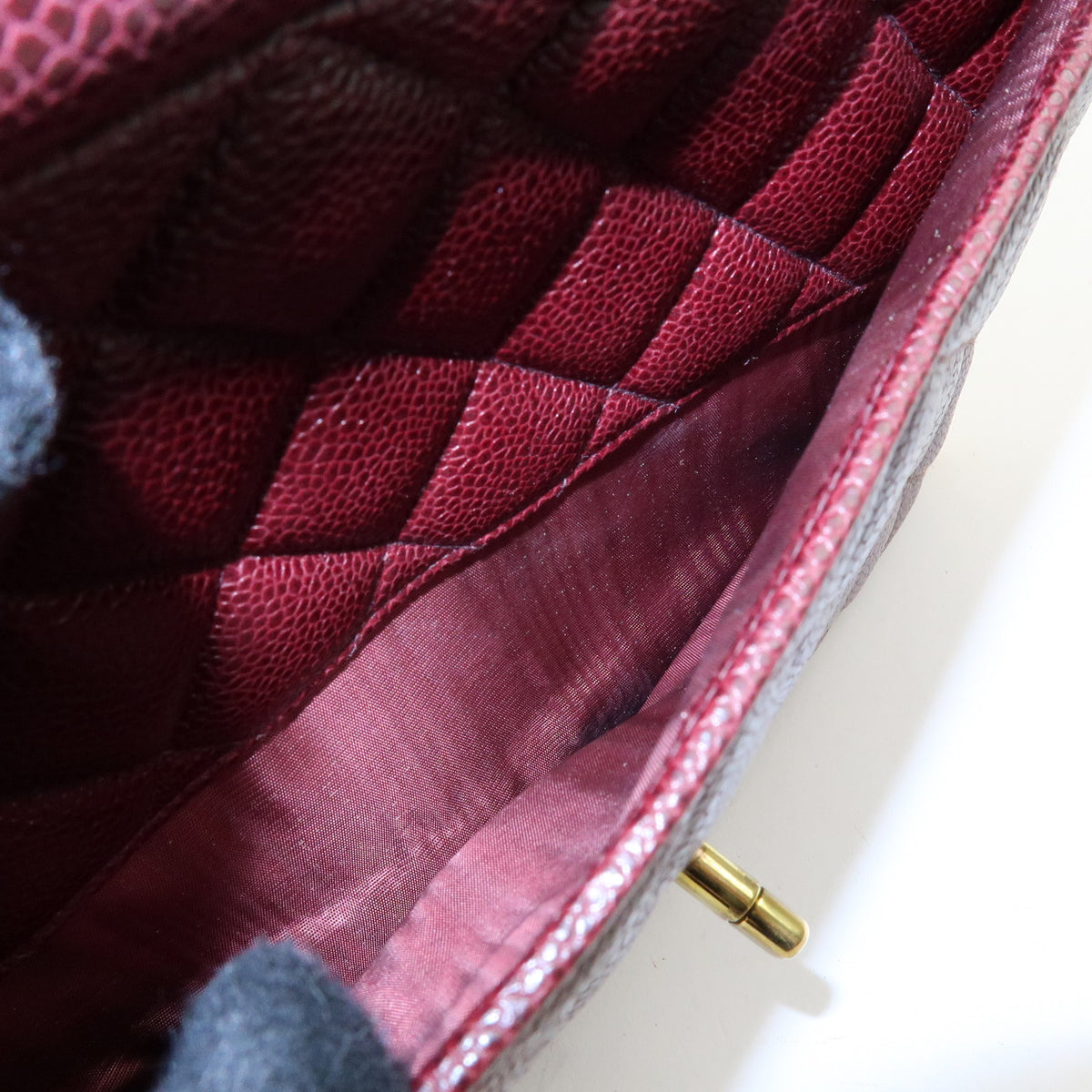 CHANEL Matelasse Diana Caviarskin Chain Shoulder Crossbody Bag Bordeaux