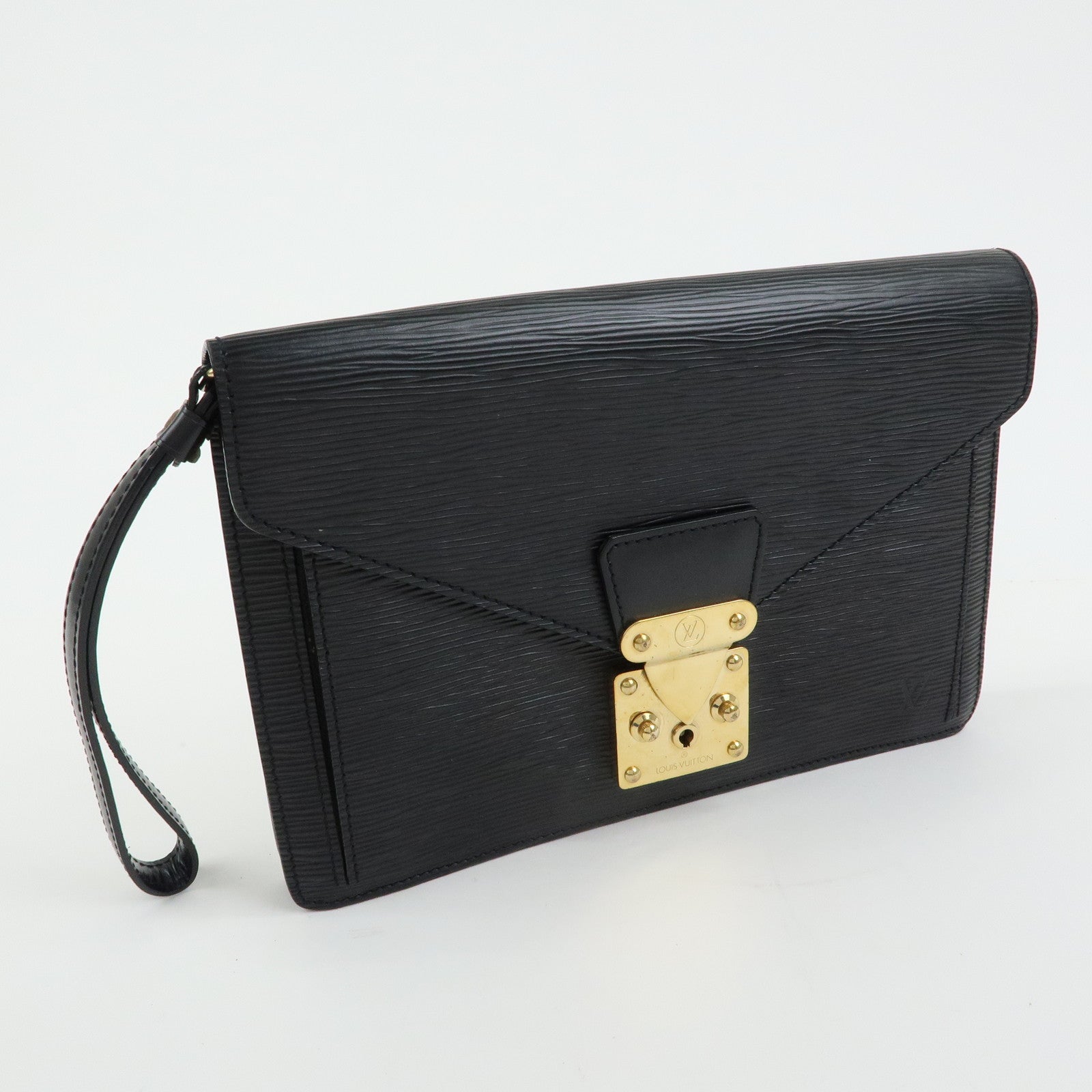 Louis Vuitton Epi Sellier Dragonne Leather Clutch Bag Noir Black M52612