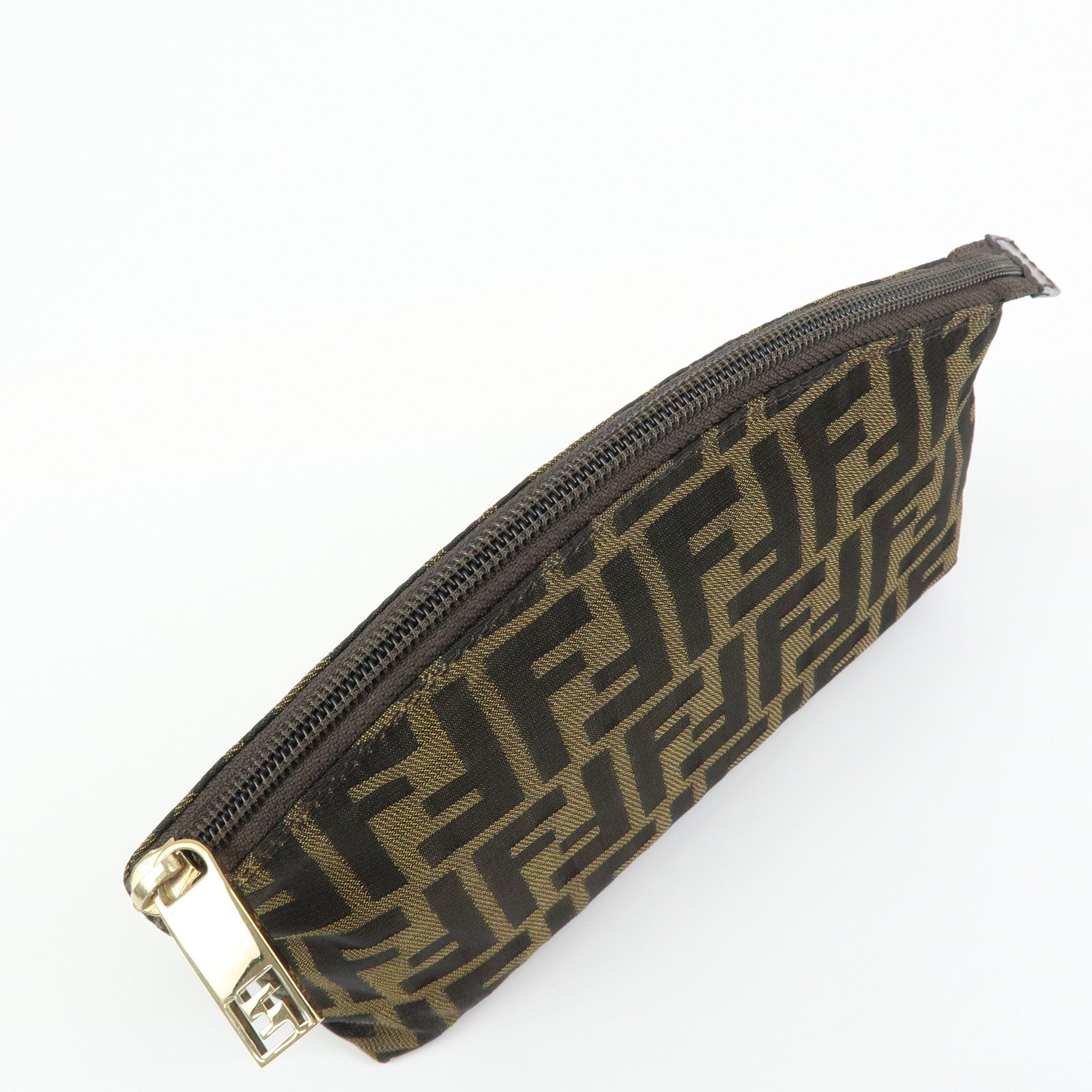 FENDI  Zucca Canvas Pouch Cosmetic Pouch Brown Gold 7N0005