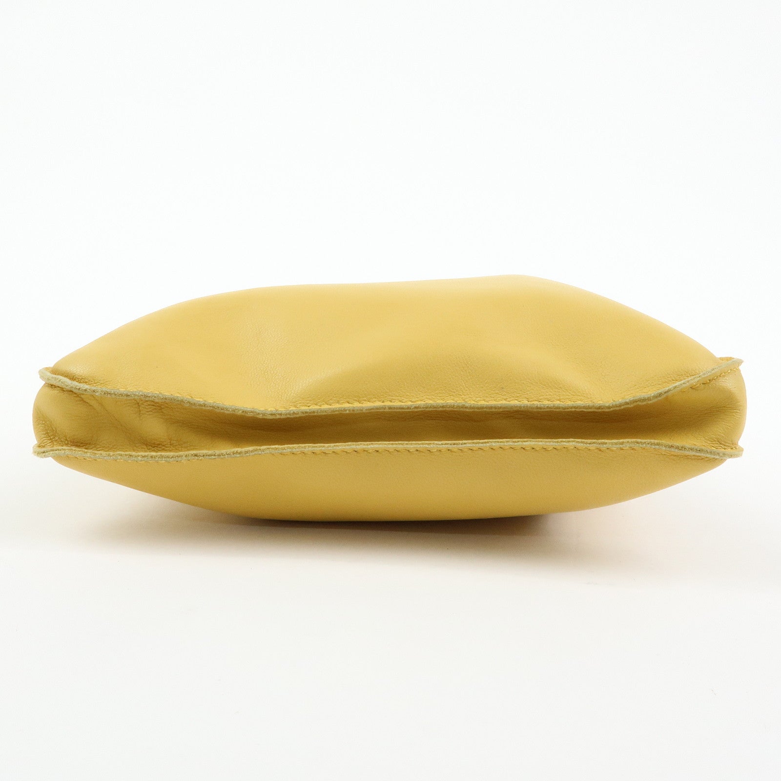 HERMES Clou de Selle Lamb Skin Shoulder Bag  □Q Stamped Yellow