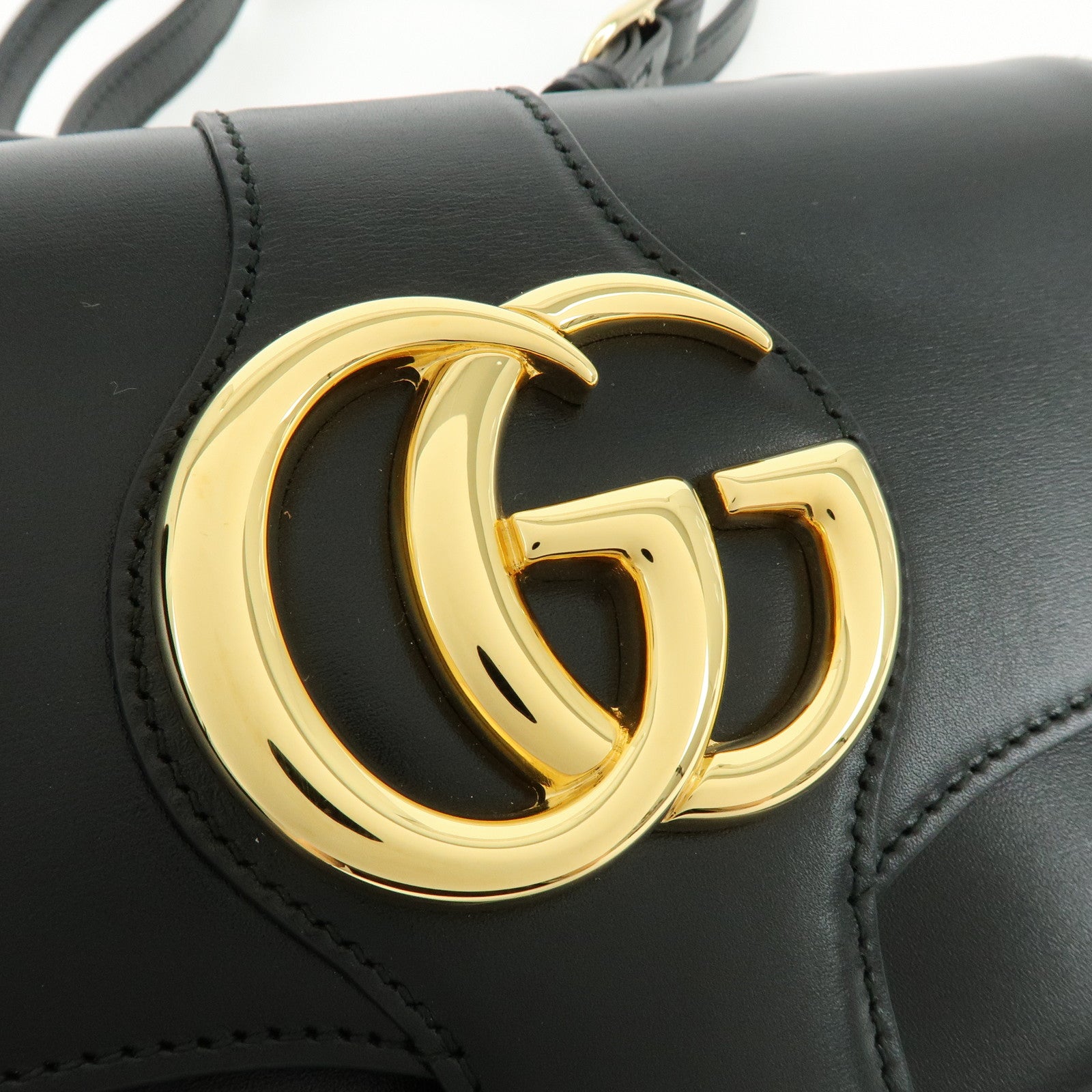 GUCCI Double G Arli Leather Shoulder Bag Crossbody Bag Black 550129