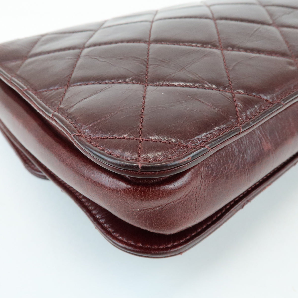 CHANEL Matelasse COCO Mark Leather Chain Shoulder Bag Burgundy