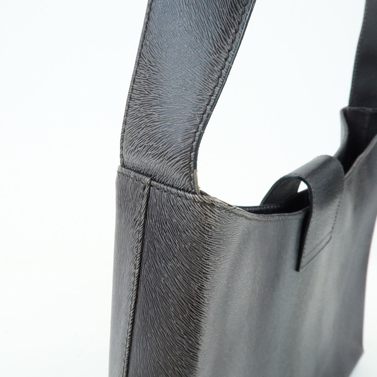 Ferragamo Gancini Leather Shoulder Bag Hand Bag Black Grey