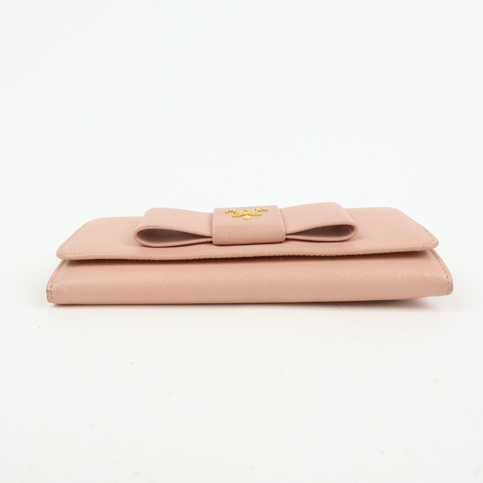 PRADA Logo Ribbon Saffiano Leather Long Wallet Pink 1M1132