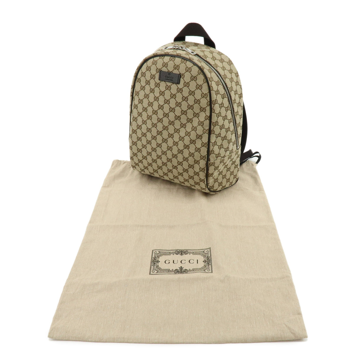 GUCCI GG Canvas Leather Backpack Rucksack Brown 449906