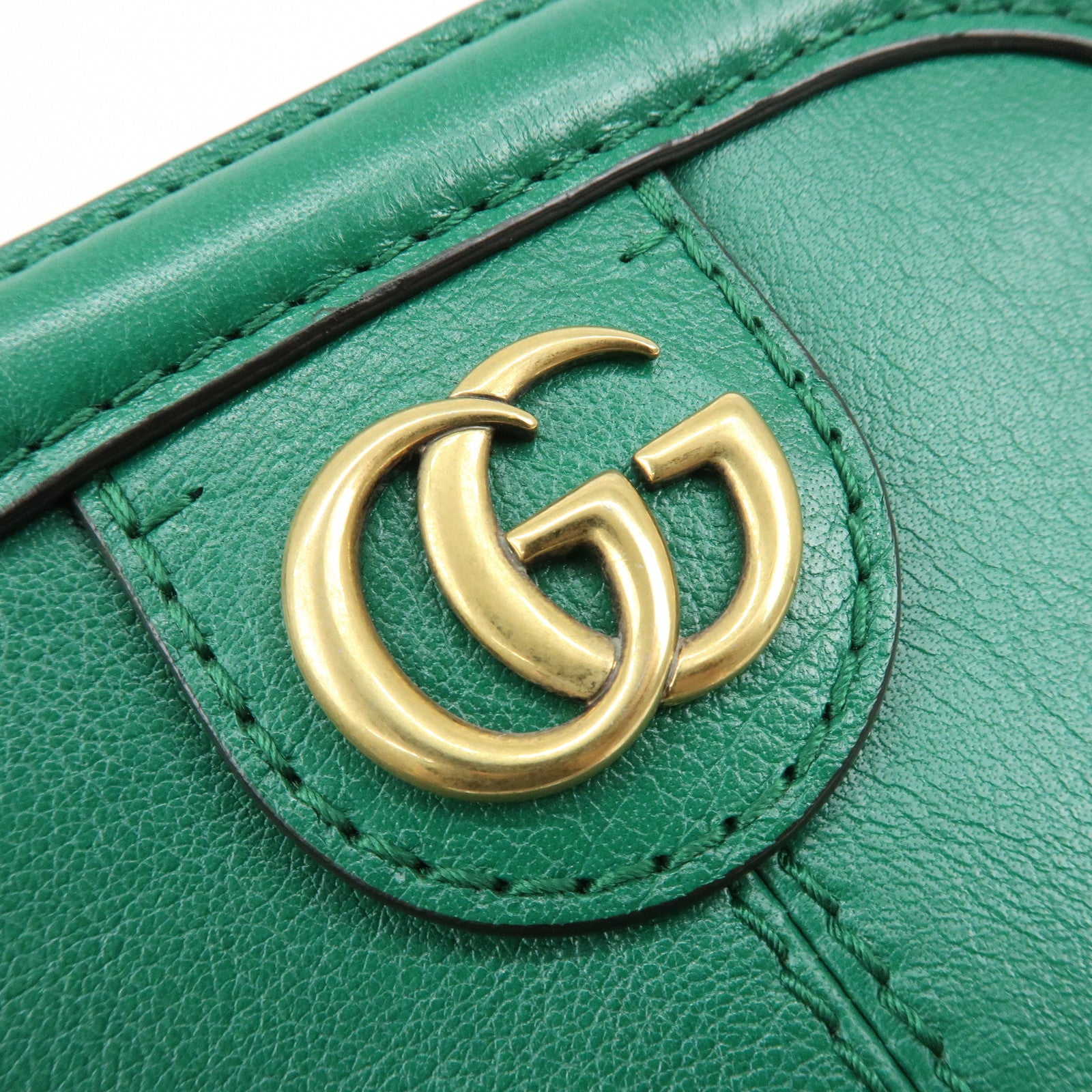 GUCCI Animalier Double G Small Cat Head Shoulder Bag Green 524620