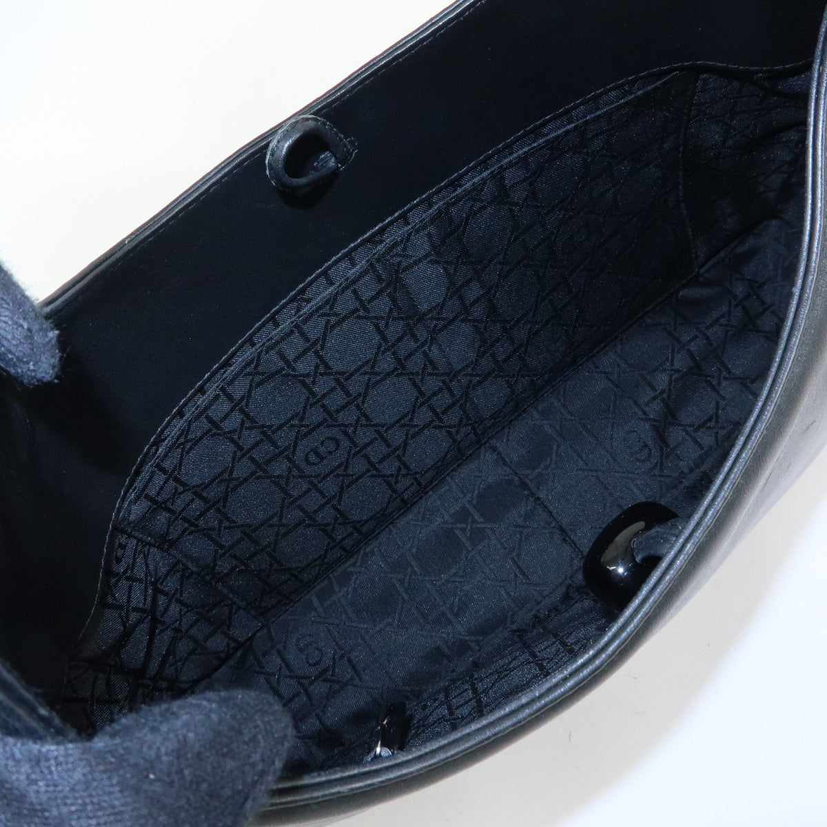 Christian Dior Malice Pearl Leather Shoulder Bag Hand Bag Black