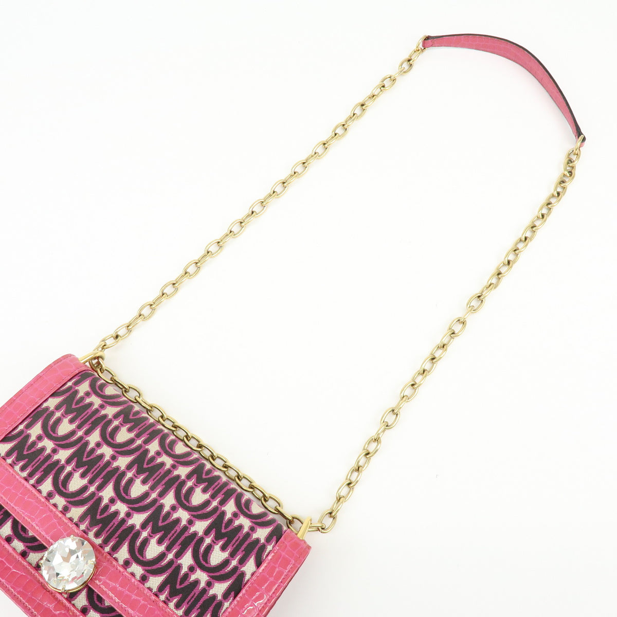 MIU MIU Jacquard Embossed Leather 2Way Hand Shoulder Bag Pink 5BD233