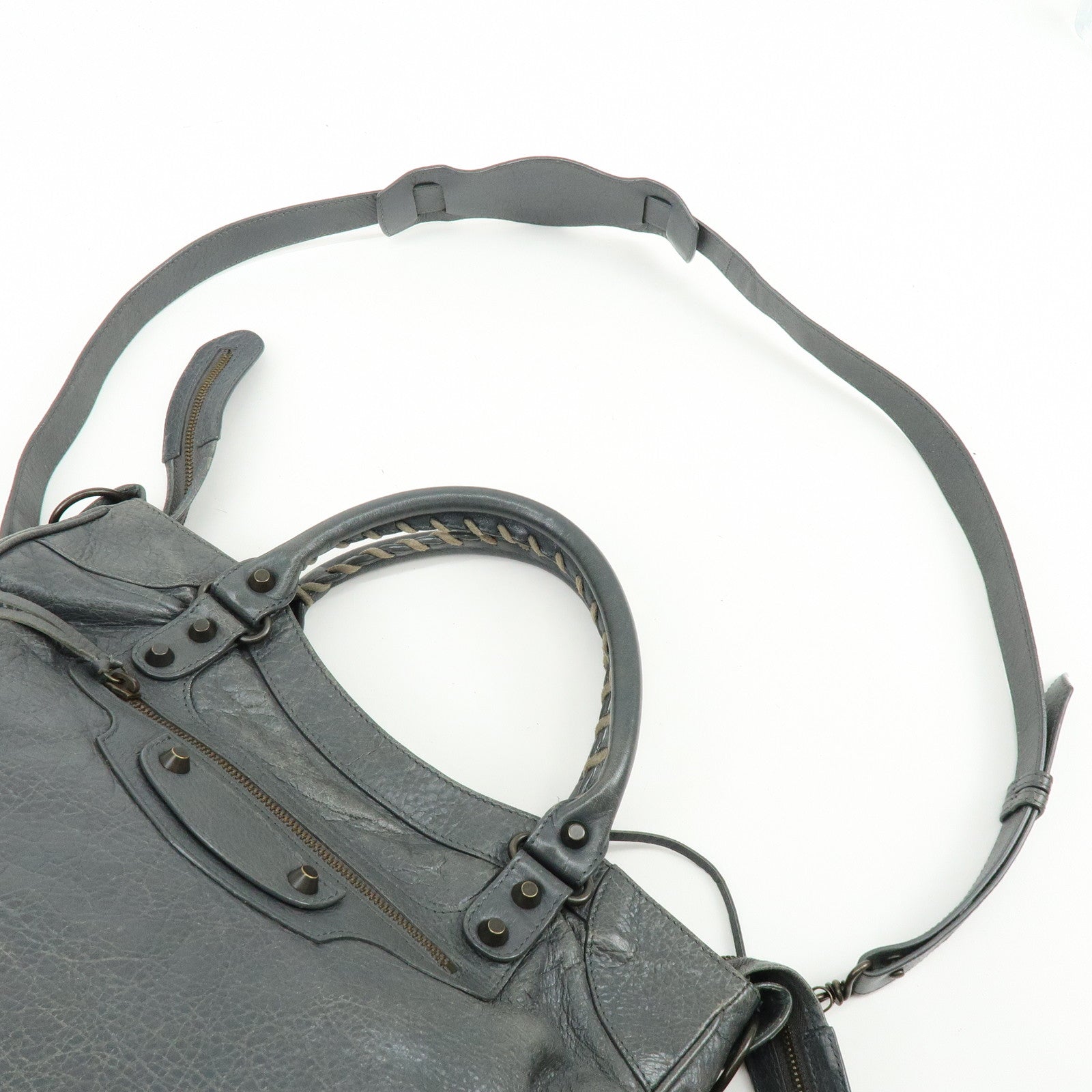 BALENCIAGA Classic Velo Leather Hand Bag Grey 235216
