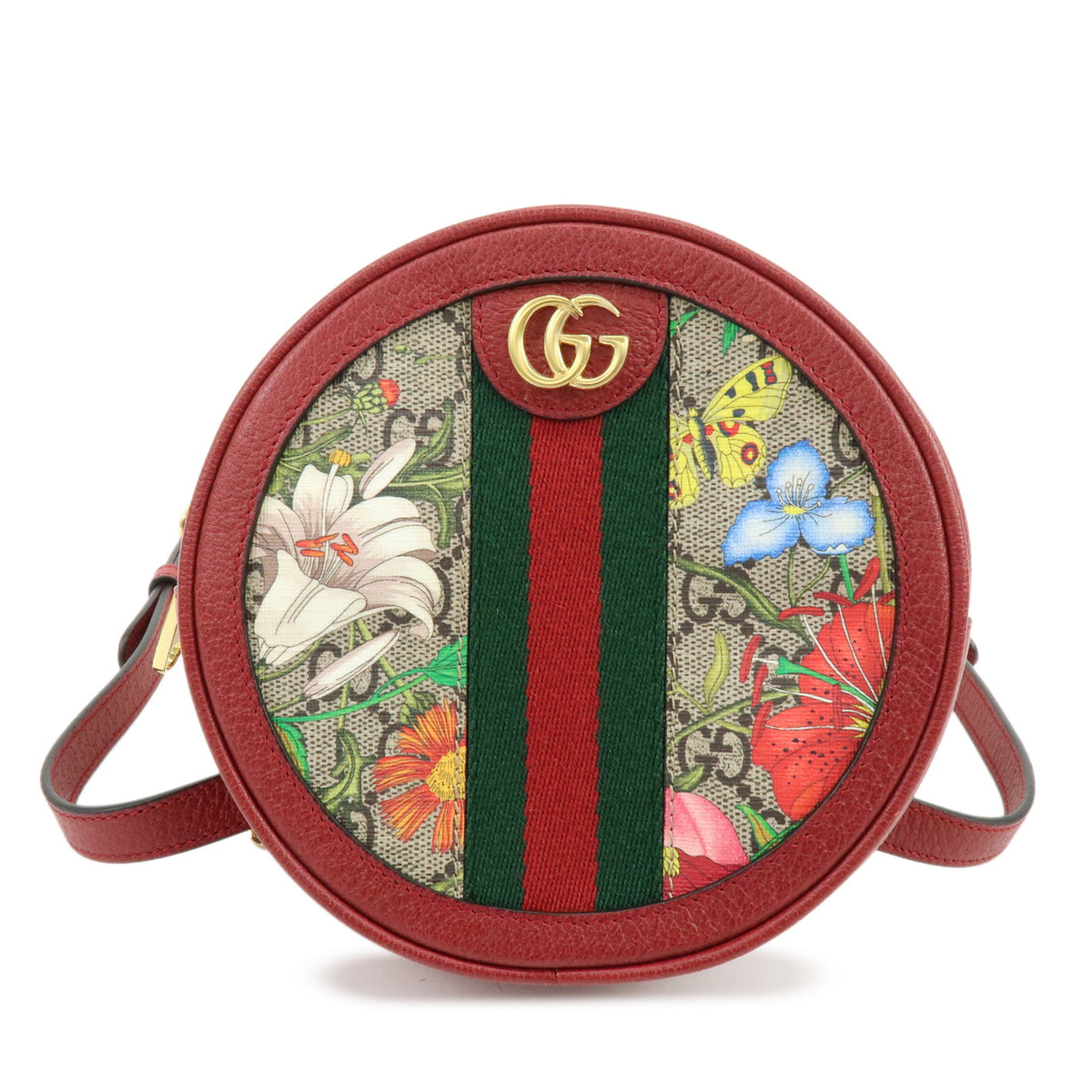 GUCCI Ophidia Sherry Flora GG Supreme Leather Backpack Red Beige 598661