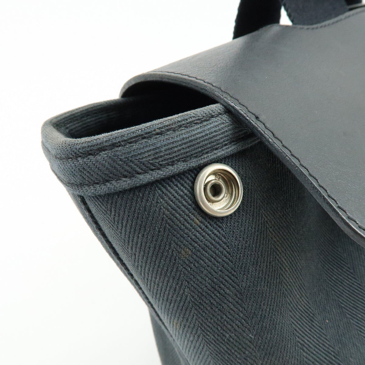 HERMES Valparaiso PM Canvas Leather Tote Bag Hand Bag Black