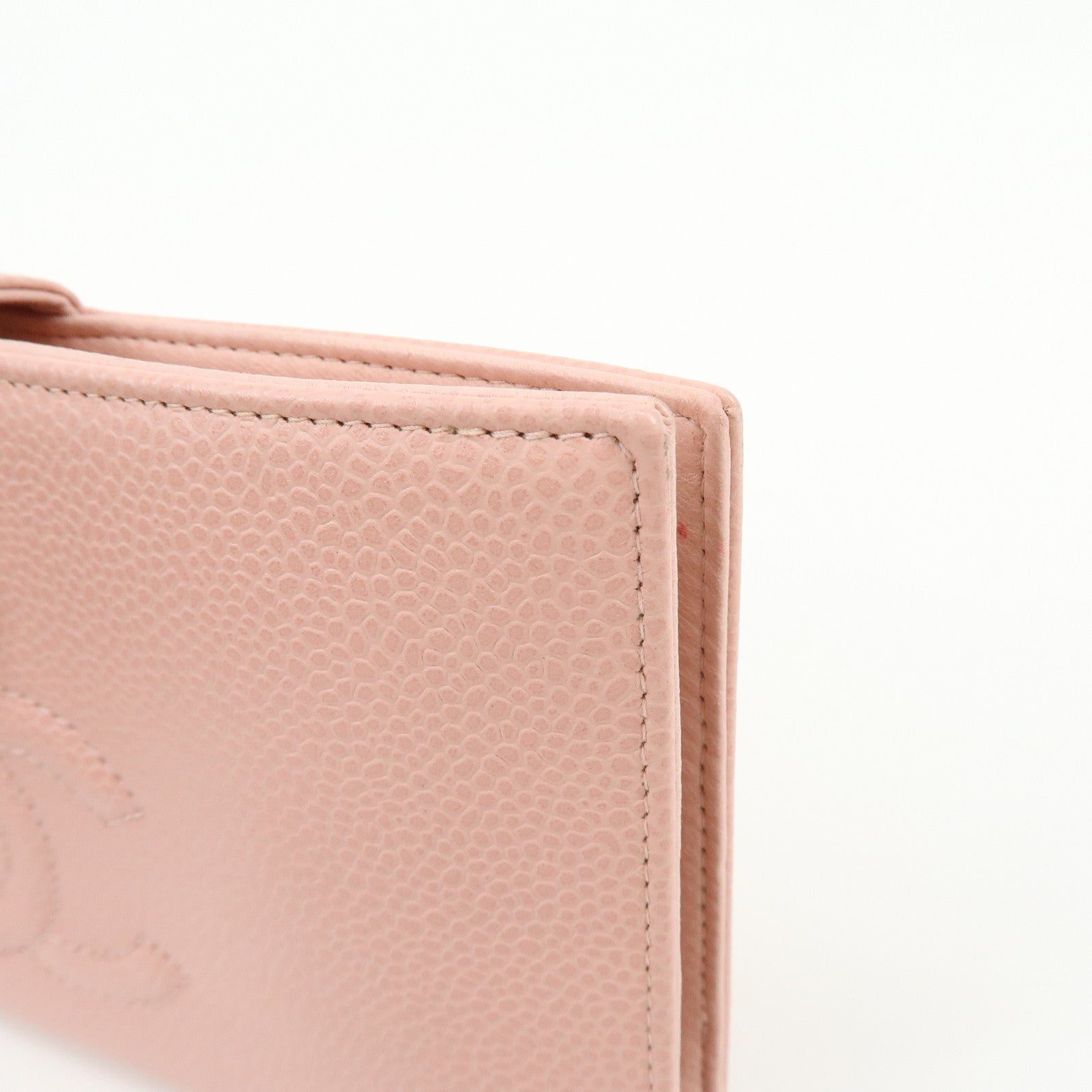 CHANEL COCO Mark Caviarskin Bi-fold Long Wallet Pink A13498