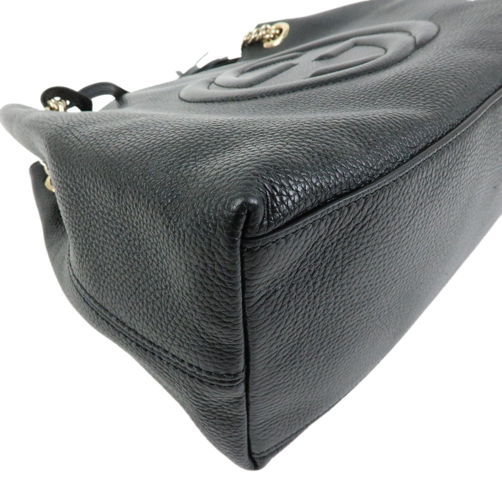 GUCCI SOHO Interlocking G Leather Chain Shoulder Bag Black 536196