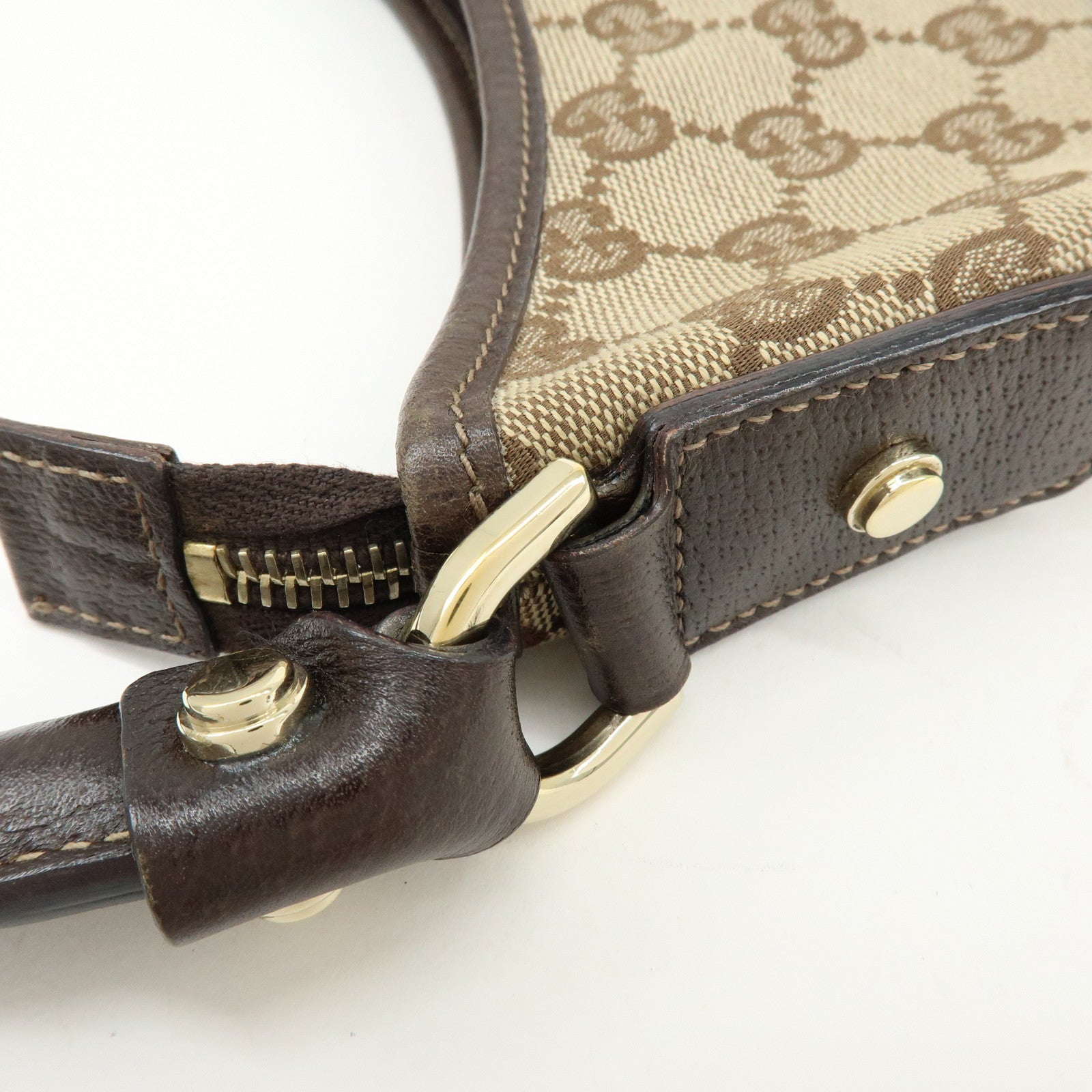 GUCCI Abbey GG Canvas Leather Shoulder Bag Hand Bag Beige Brown 130737