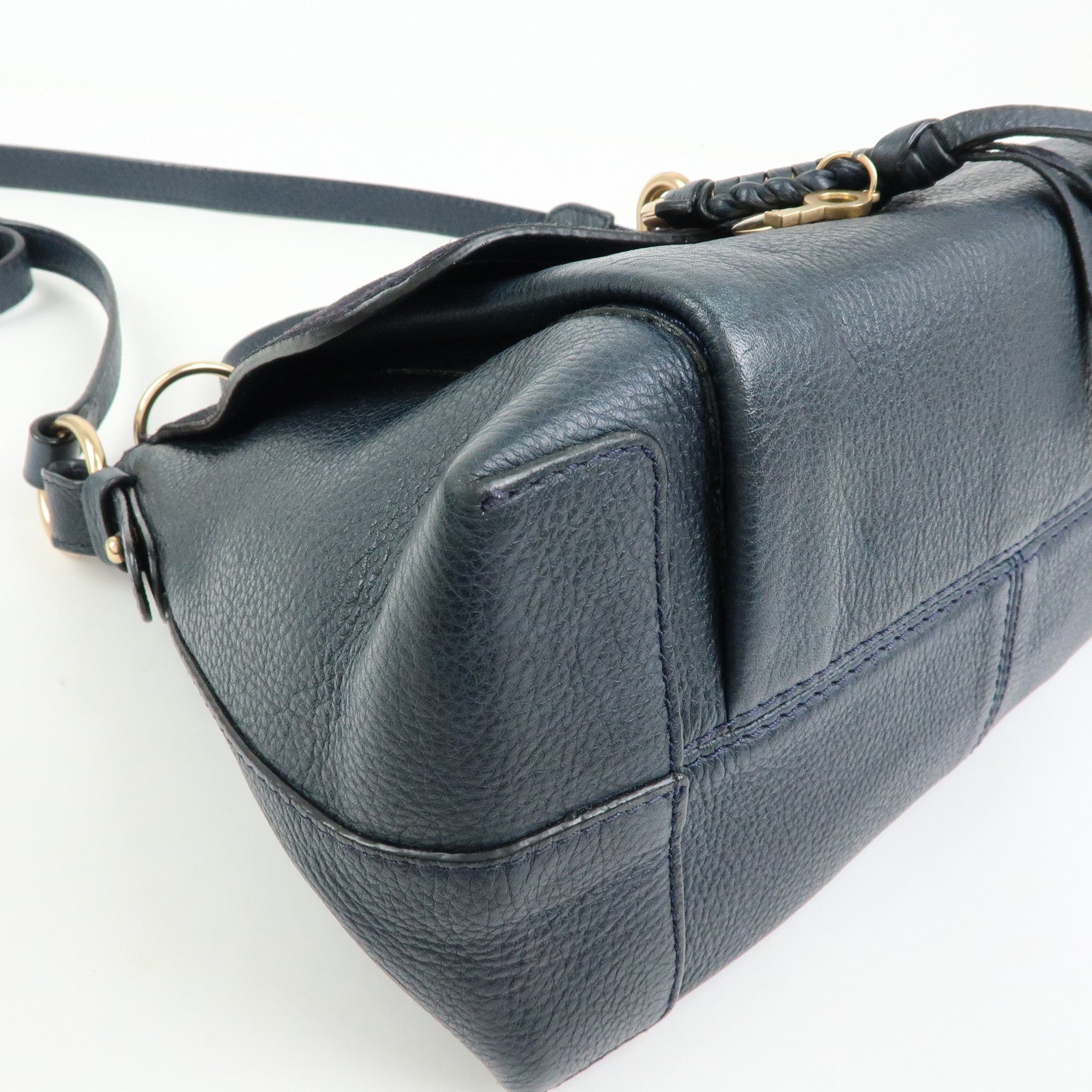 Chloe See by Chloe Joan Leather Suede 2Way Shoulder Bag Dark Navy