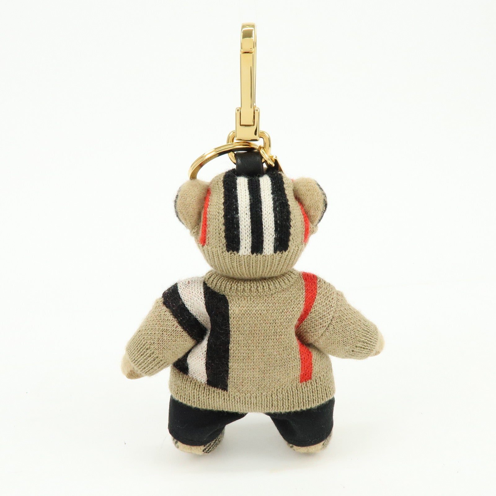 Burberry Teddy Bear Cashmere Wool Leather Bag Charm Key Holder Beige