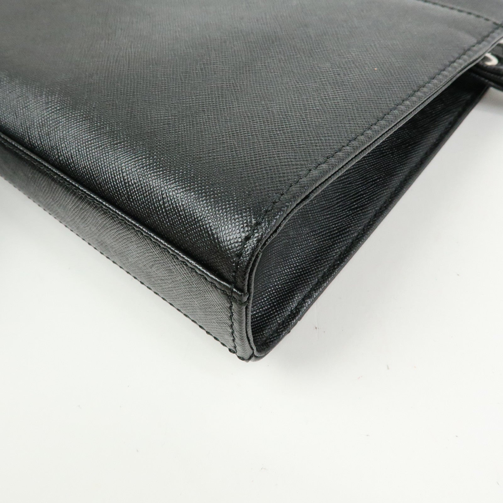 BURBERRY Saffiano Leather Clutch Bag Black